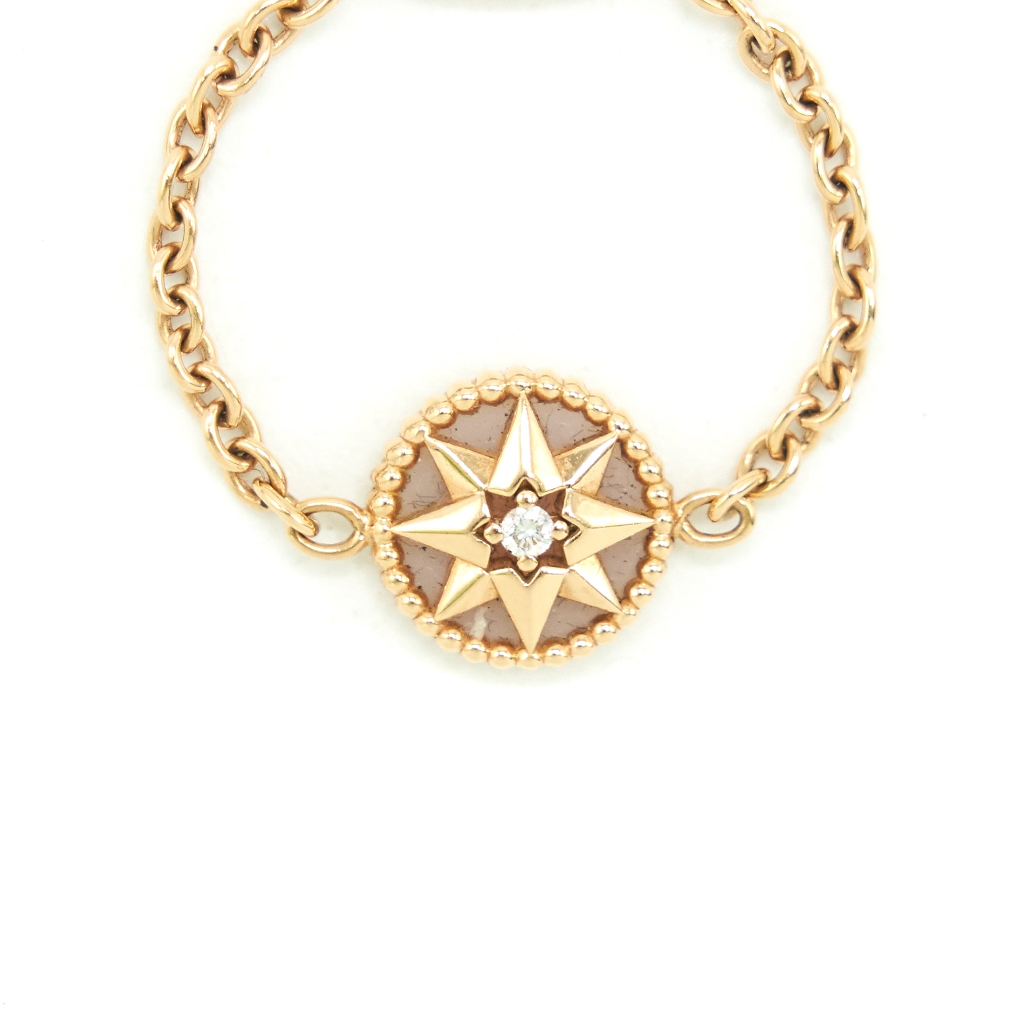DIOR ROSE DES VENTS RING XS, ROSE GOLD, DIMOND AND PINK OPAL