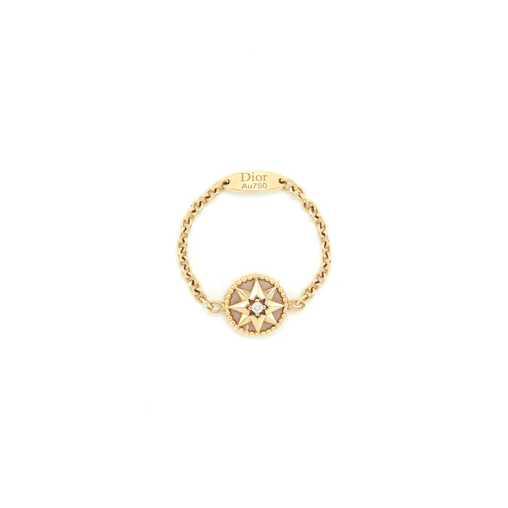 DIOR ROSE DES VENTS RING XS, ROSE GOLD, DIMOND AND PINK OPAL