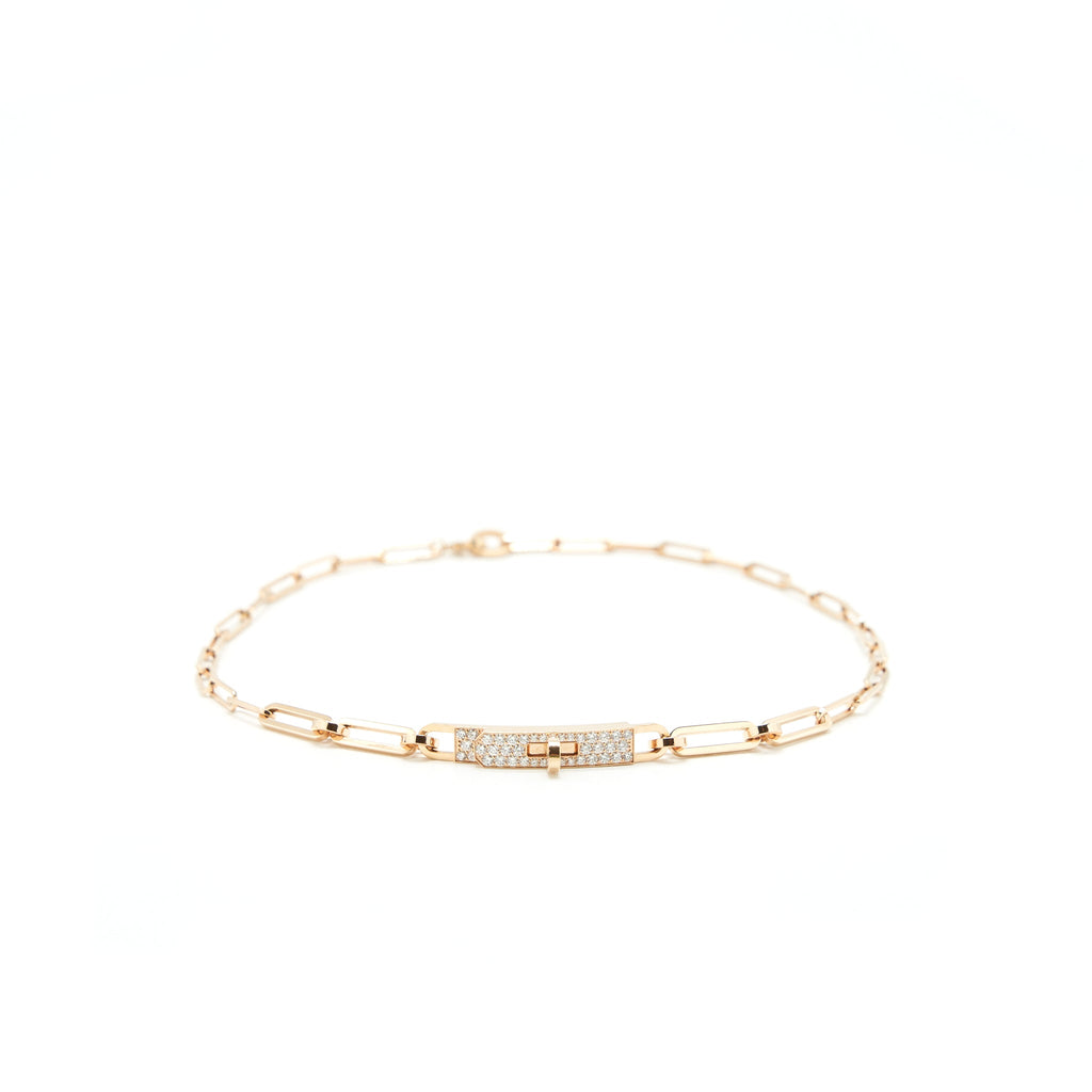 HERMES KELLY CHAINE CHOKER SMALL MODEL ROSE GOLD DIAMONDS