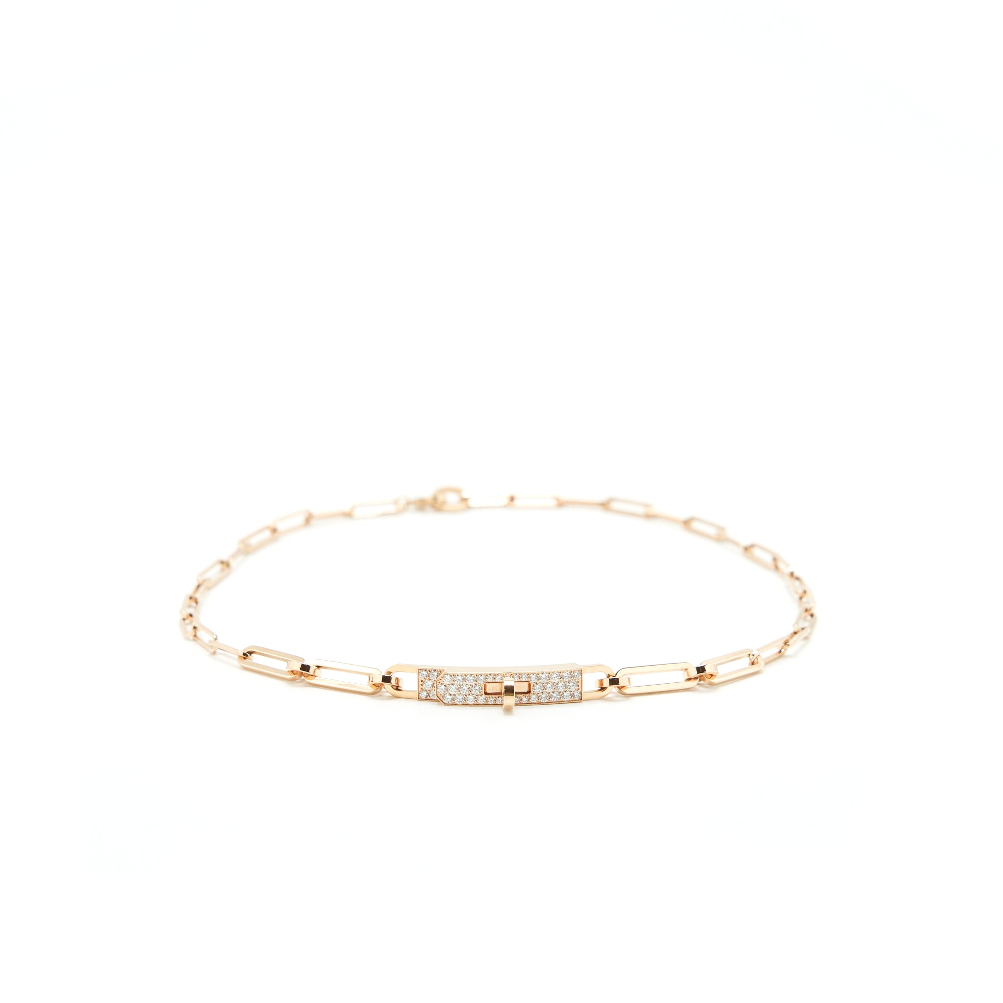 HERMES KELLY CHAINE CHOKER SMALL MODEL ROSE GOLD DIAMONDS