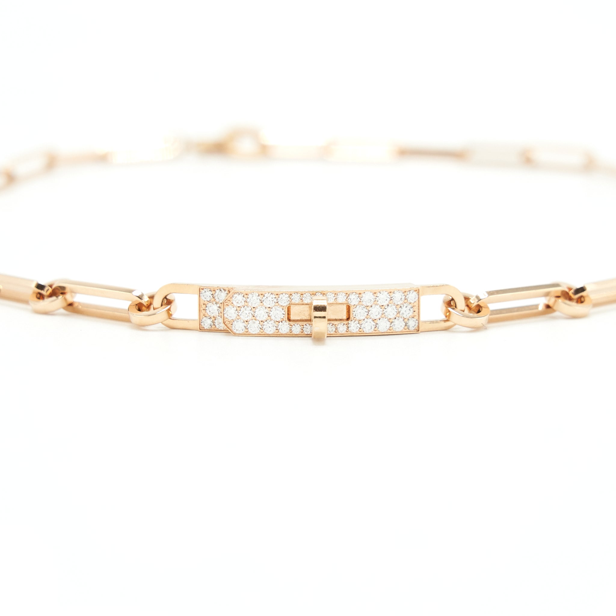 HERMES KELLY CHAINE CHOKER SMALL MODEL ROSE GOLD DIAMONDS
