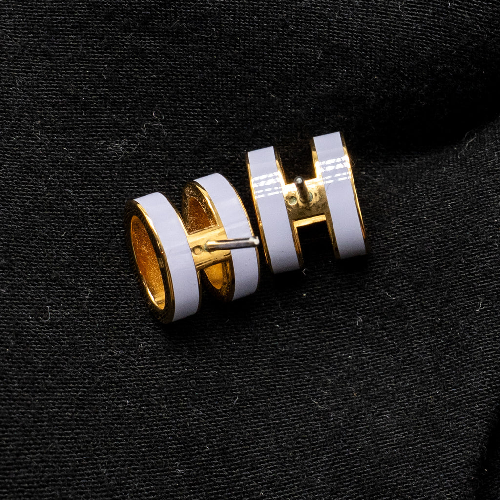 HERMES MINI POP H EARRINGS LIGHT PURPLE GHW