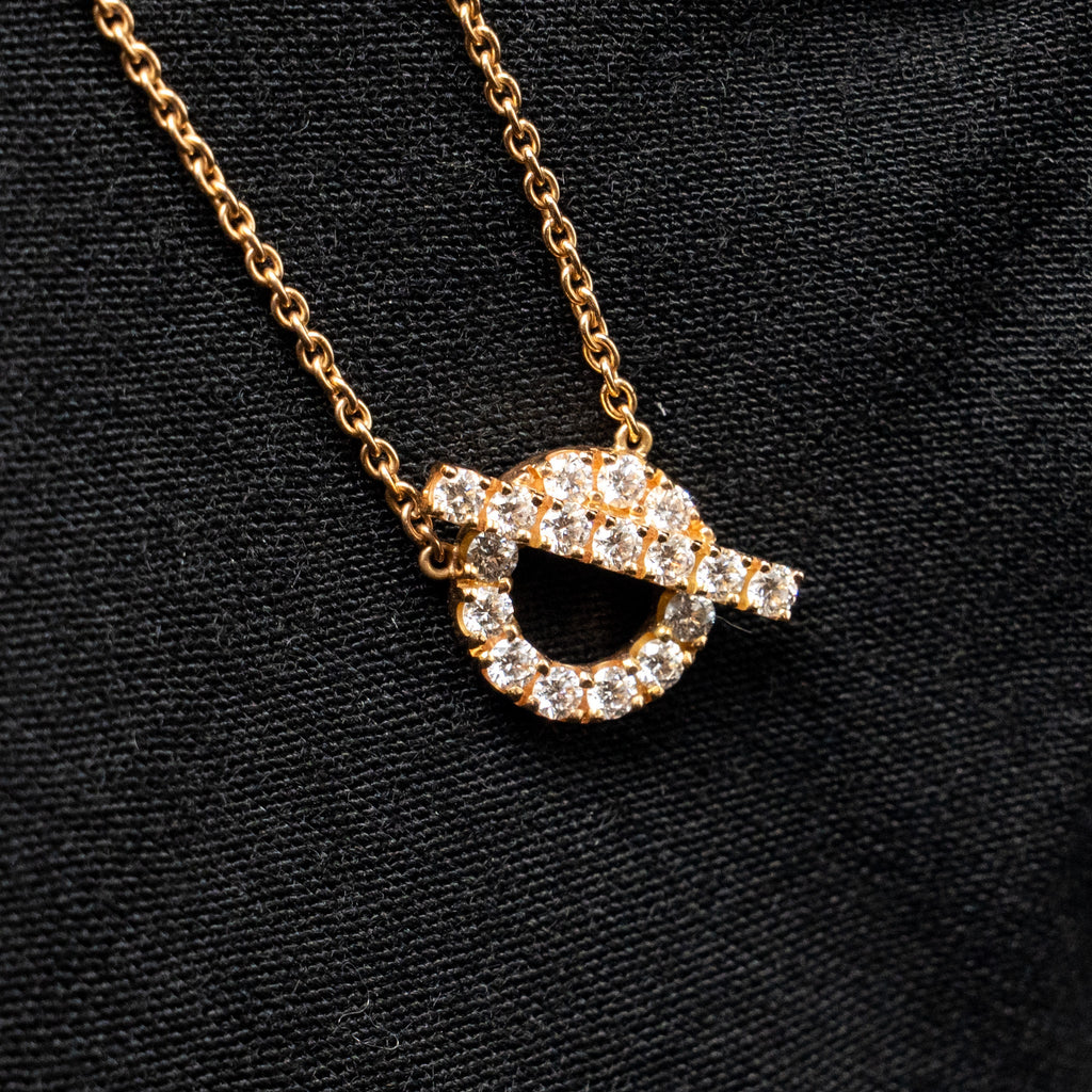 HERMES FINESSE PENDANT ROSE GOLD, DIAMONDS