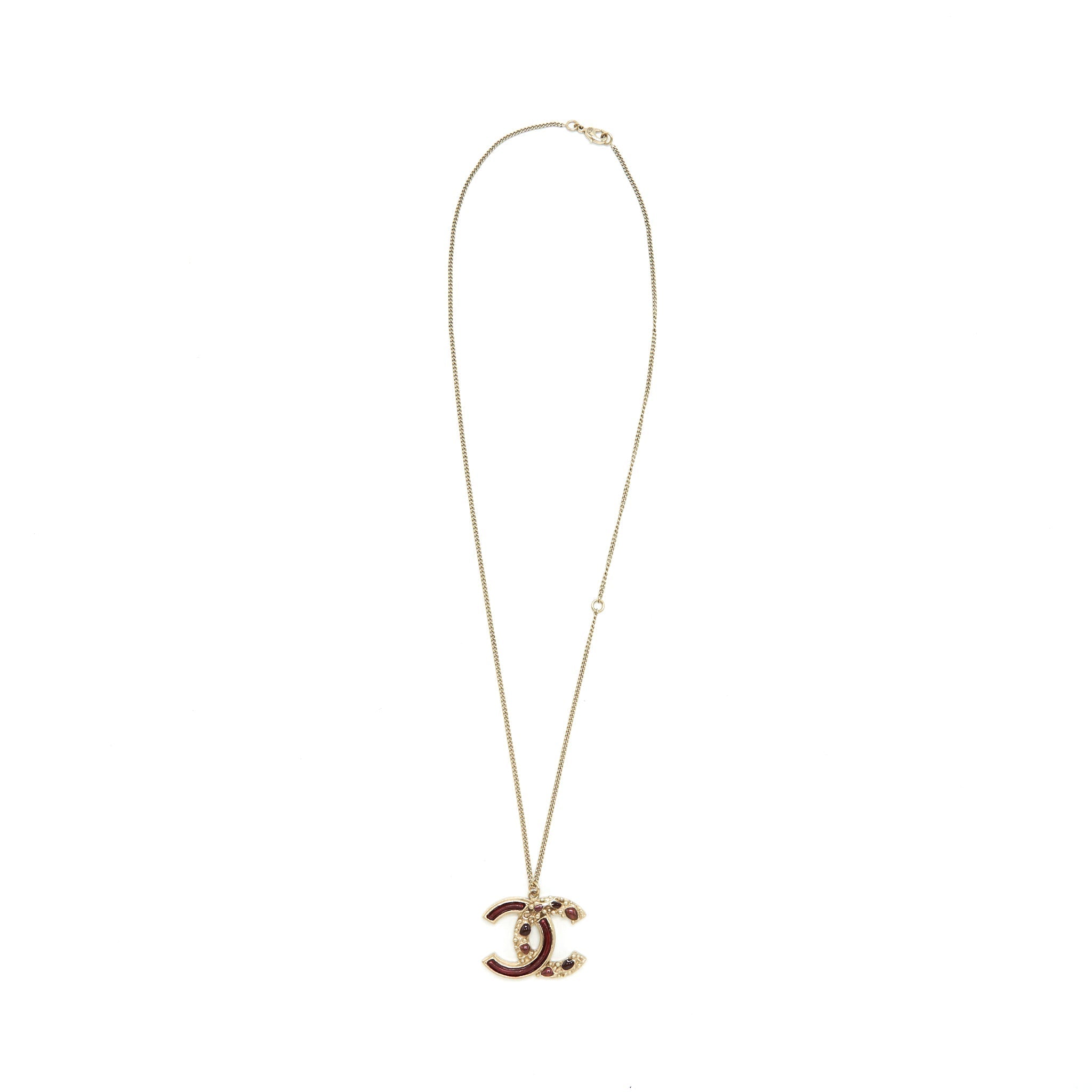CHANEL CC LOGO DOUBLE SIDE LONG NECKLACE LGHW