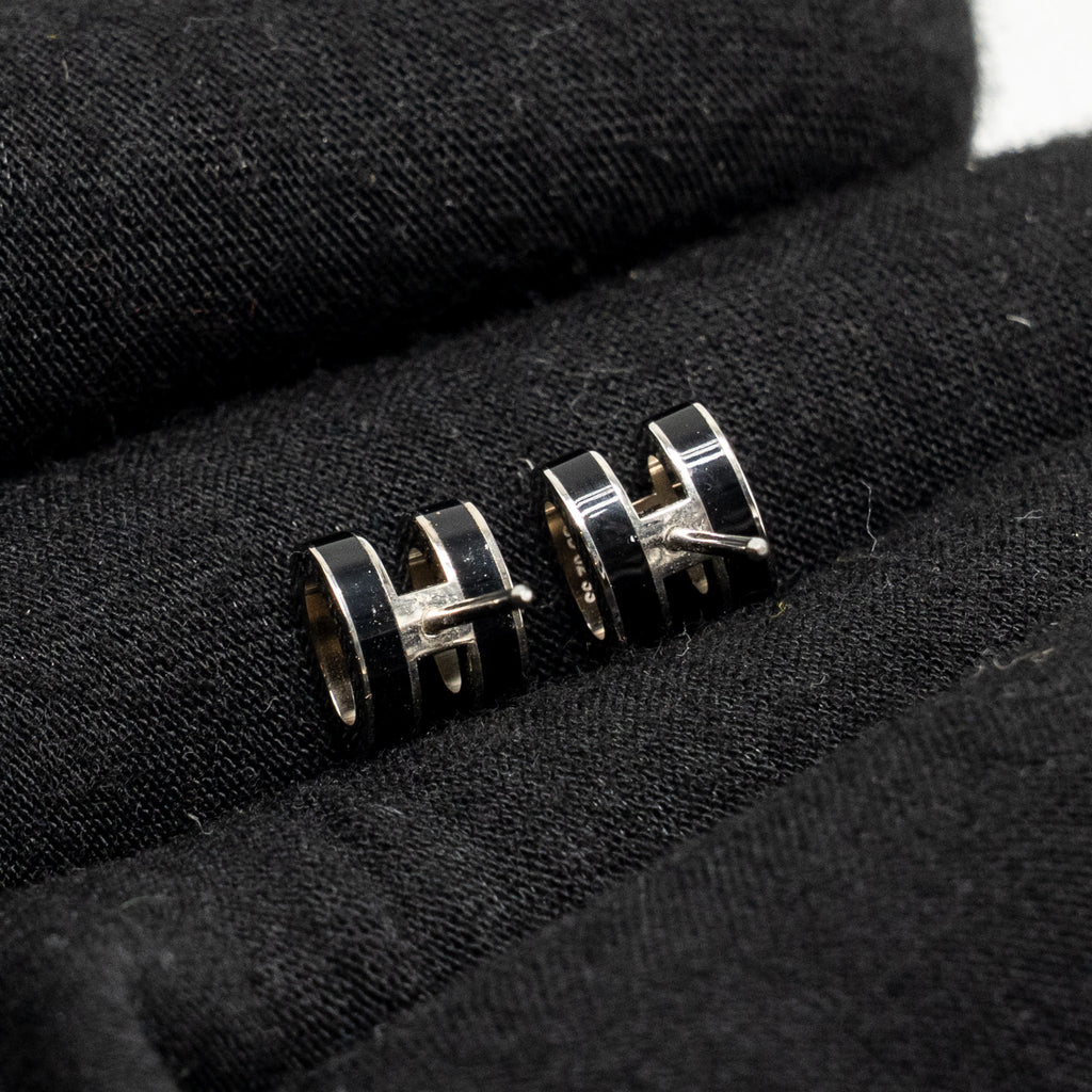 HERMES MINI POP H EARRINGS BLACK SHW