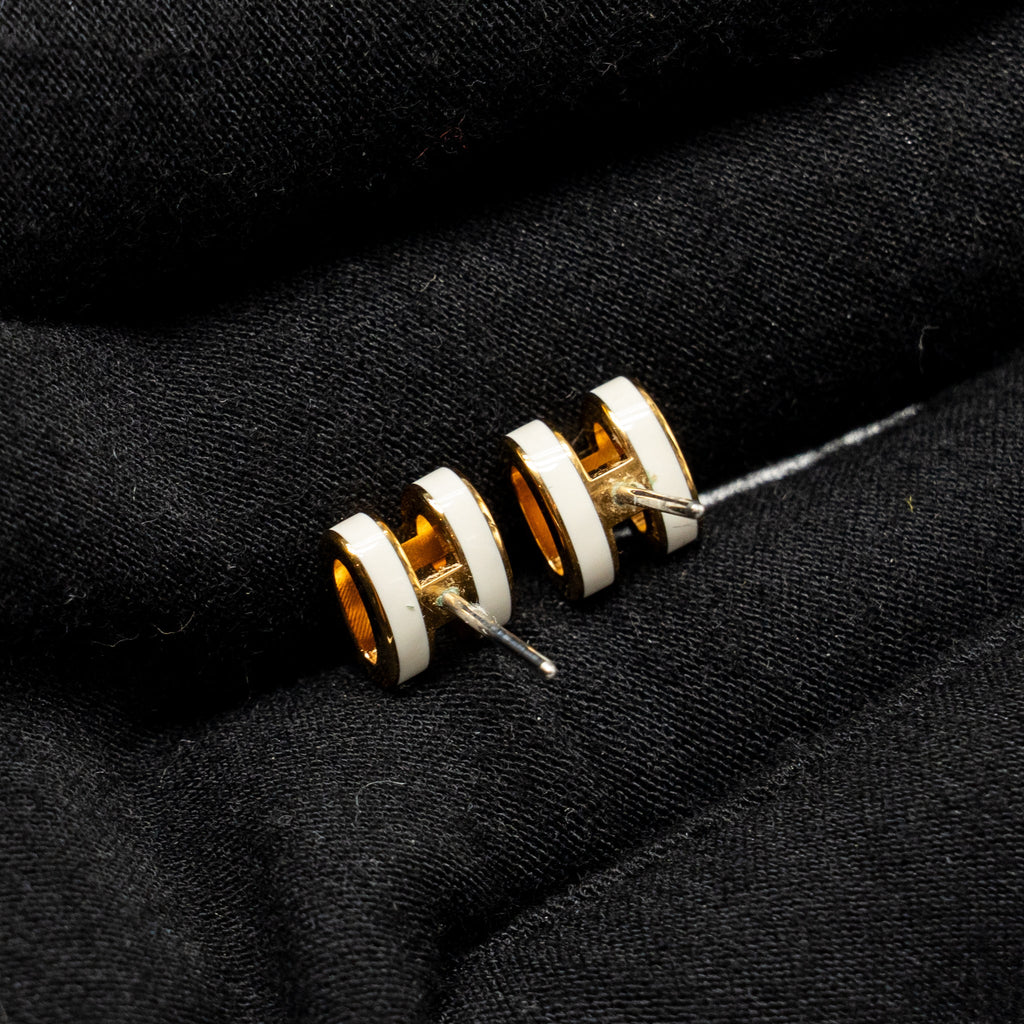 HERMES MINI POP H EARRINGS BLANC RGHW