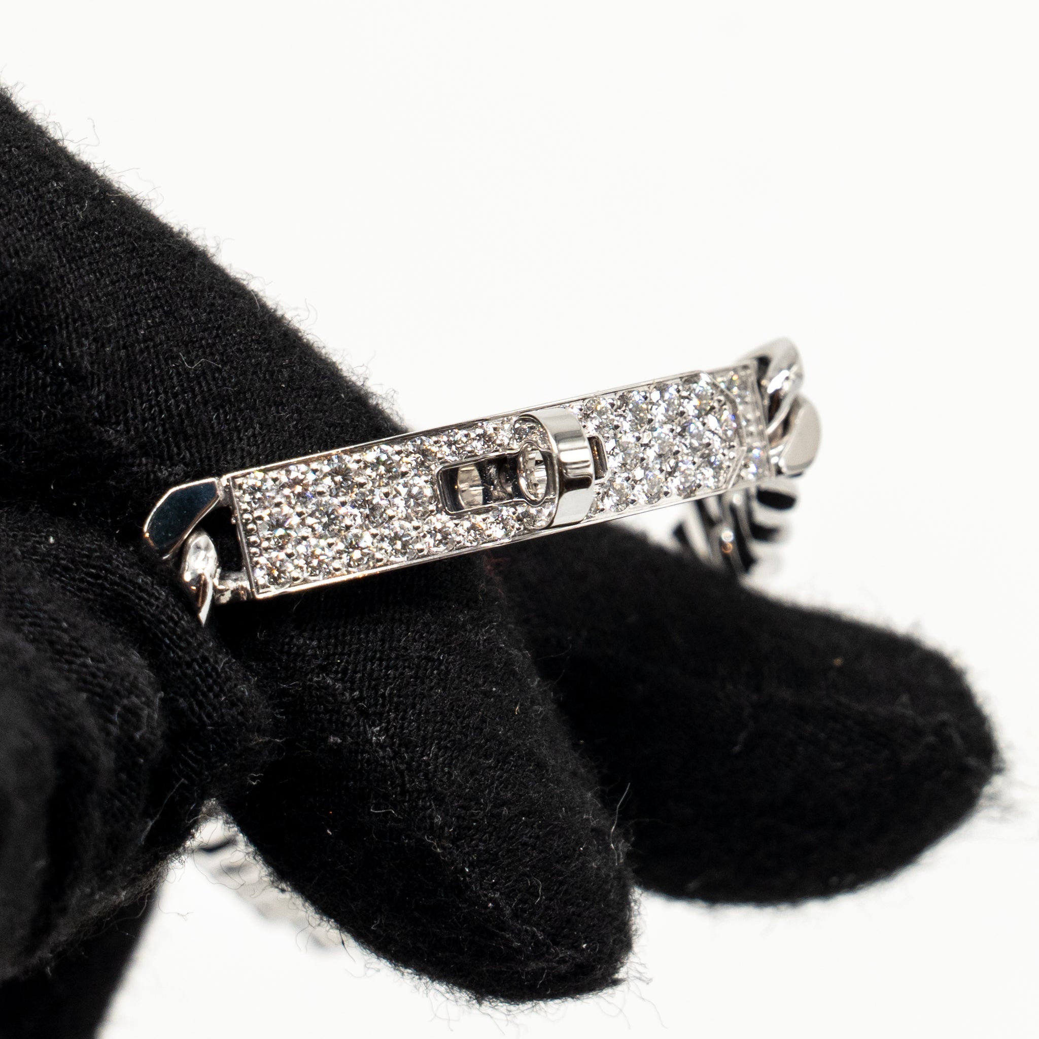 HERMES KELLY GOURMETTE BRACELET WHITE GOLD, DIAMONDS