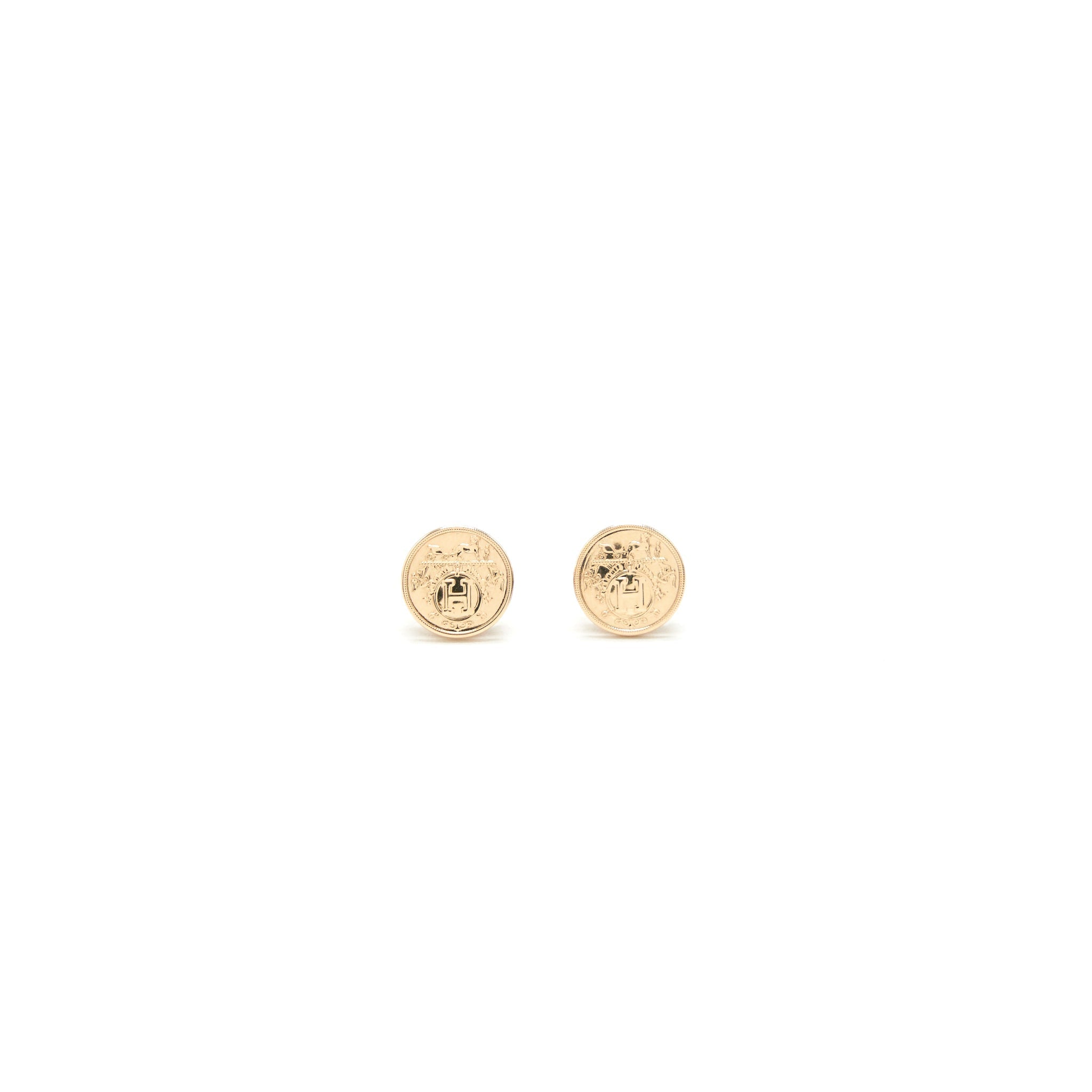 HERMES EX-LIBRIS EARRINGS IN ROSE GOLD-