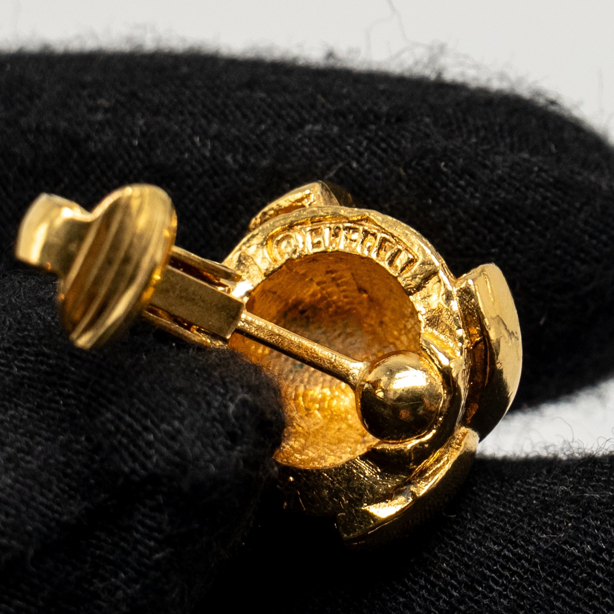 CHANEL VINTAGE CC LOGO EAR CLIPS GOLD TONE