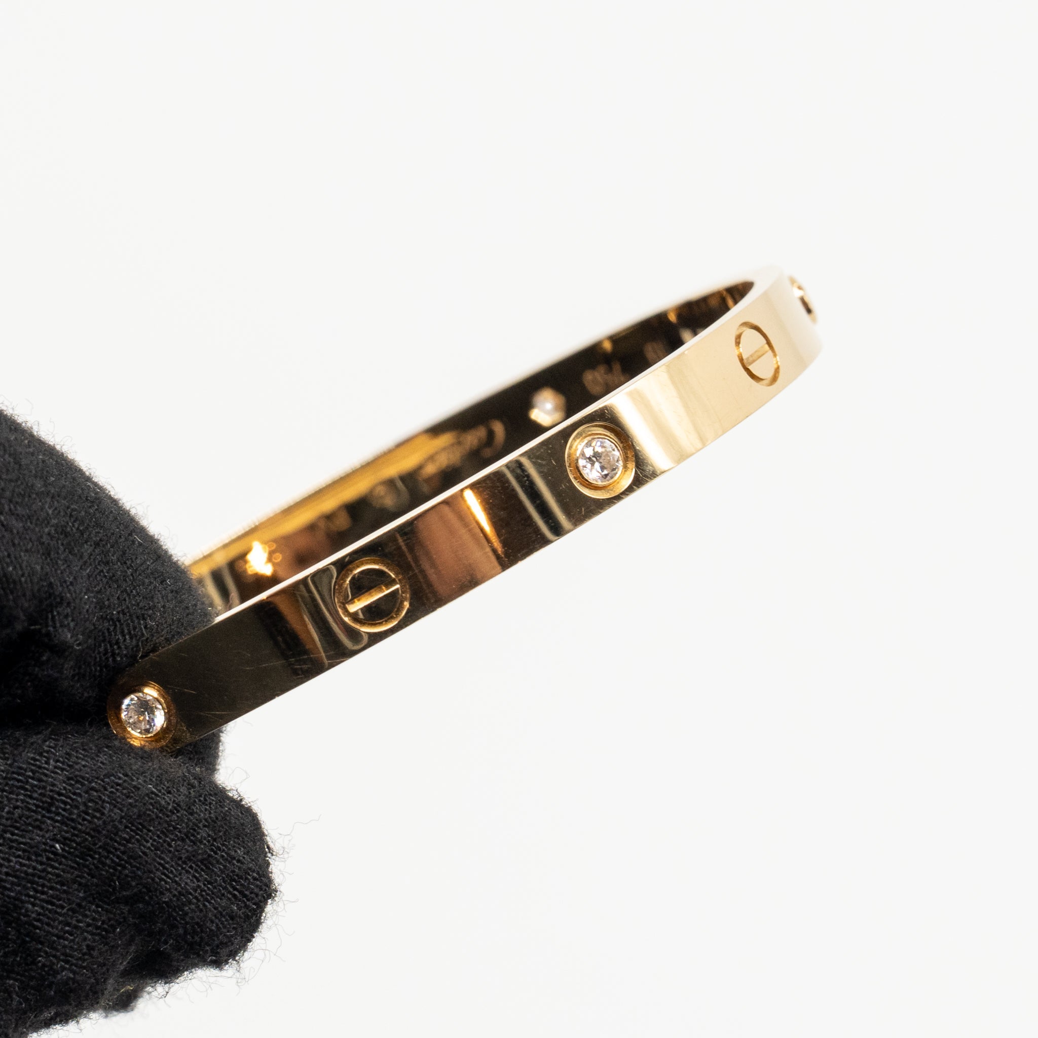 CARTIER LOVE BRACELET CLASSIC MODEL YELLOW GOLD WITH 4 DIAMONDS