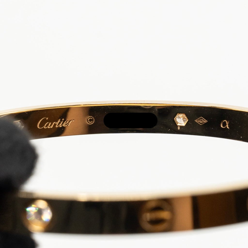CARTIER LOVE BRACELET CLASSIC MODEL YELLOW GOLD WITH 4 DIAMONDS