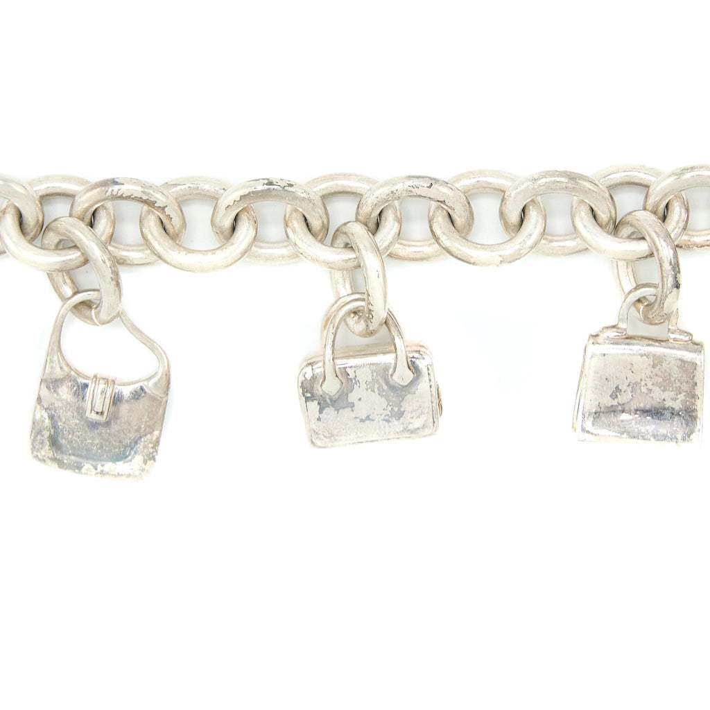 HERMES 5 BAGS AMULETTE BRACELET IN STERLING SILVER