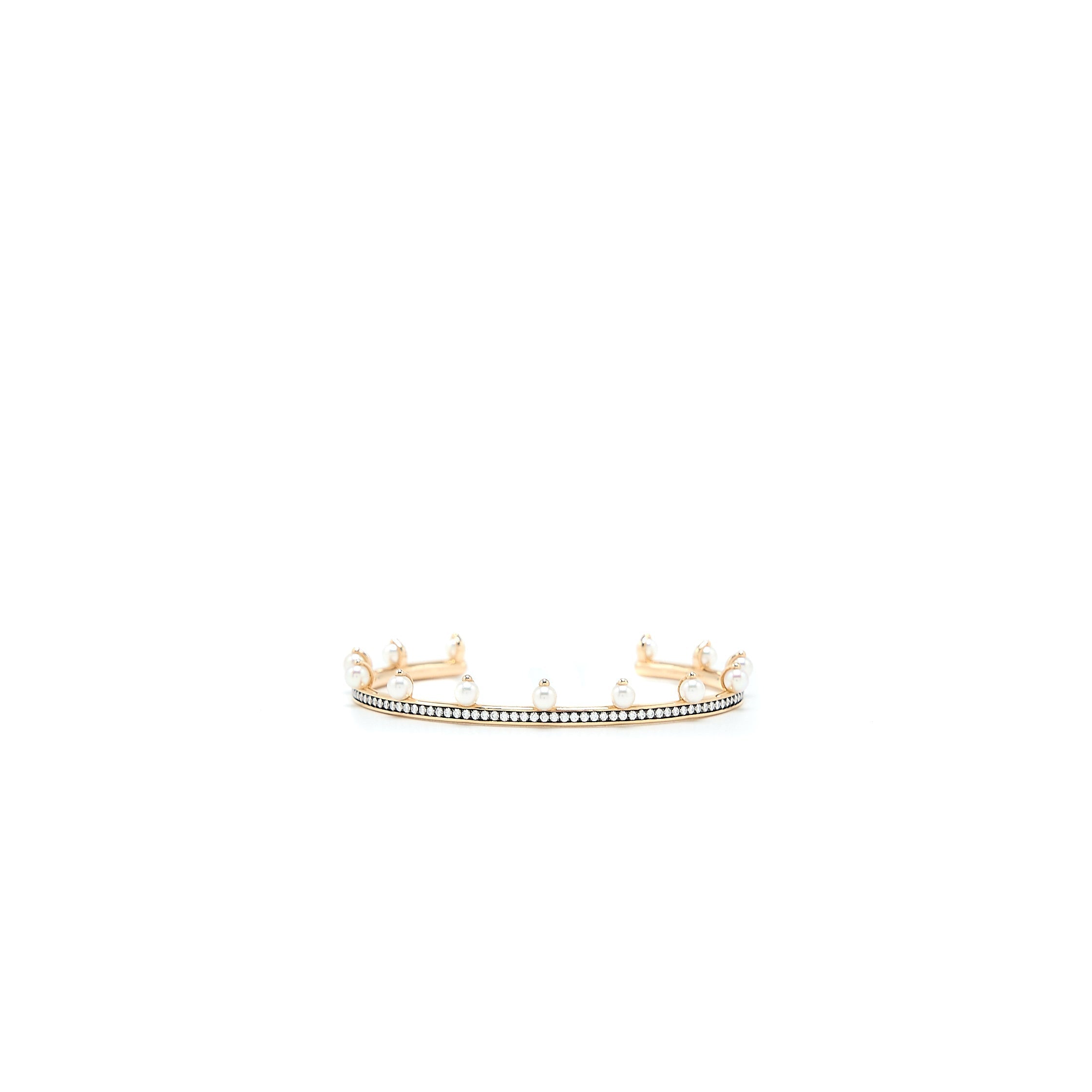 HERMES CHANDRA BRACELET ROSE GOLD DIAMONDS/AKOYA PEARLS