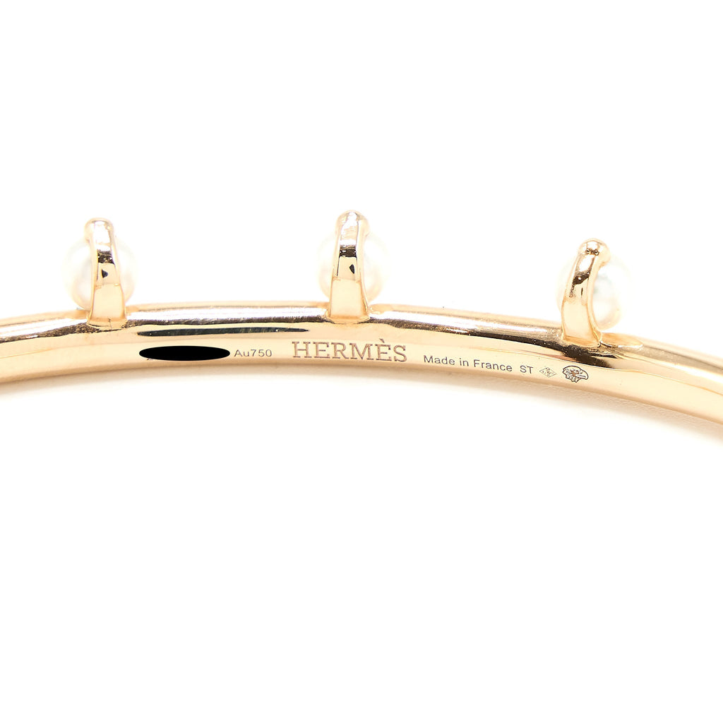 HERMES CHANDRA BRACELET ROSE GOLD DIAMONDS/AKOYA PEARLS