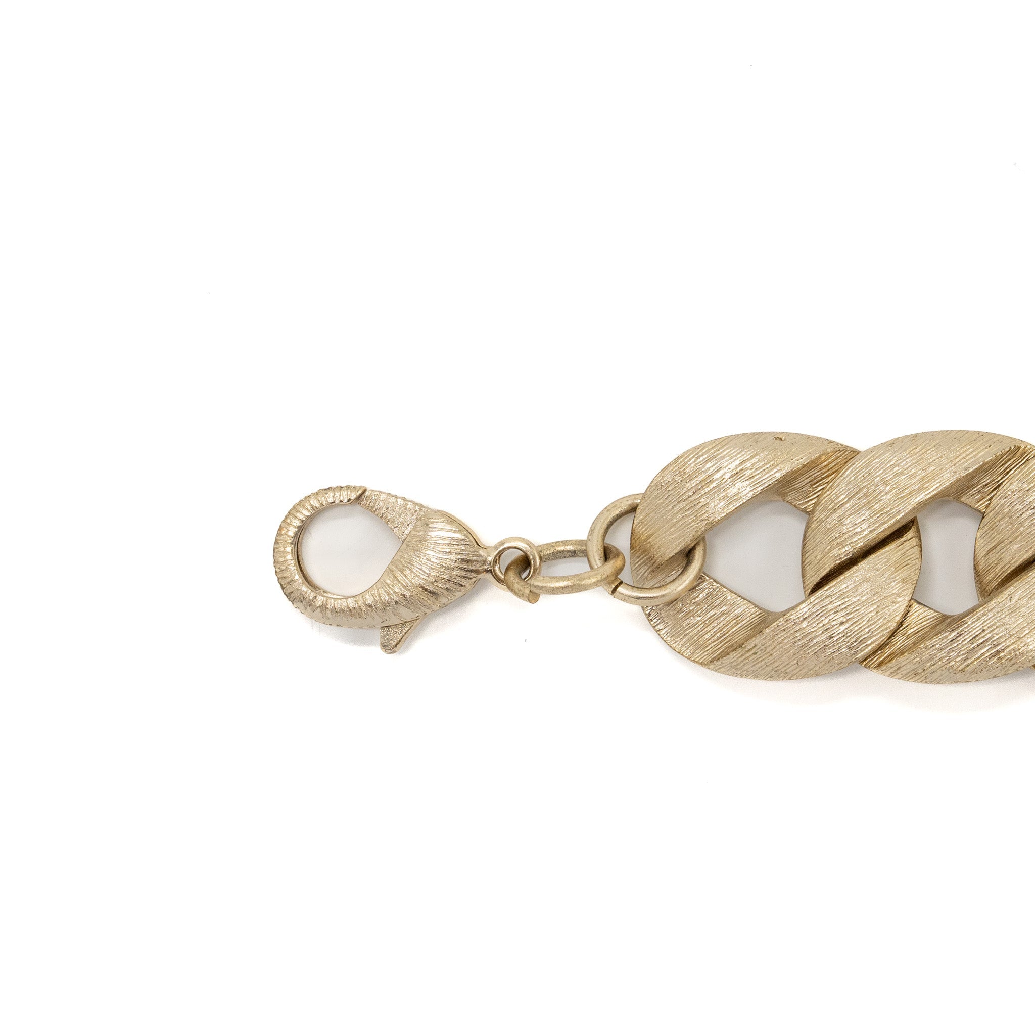 CHANEL GIANT CC LOGO CHAIN BRACELET WITH CRYSTAL LIGHT TONE