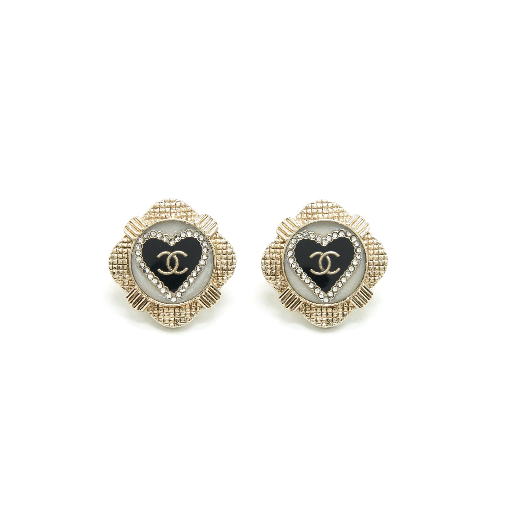 CHANEL HEART IN SQUARE EARRINGS