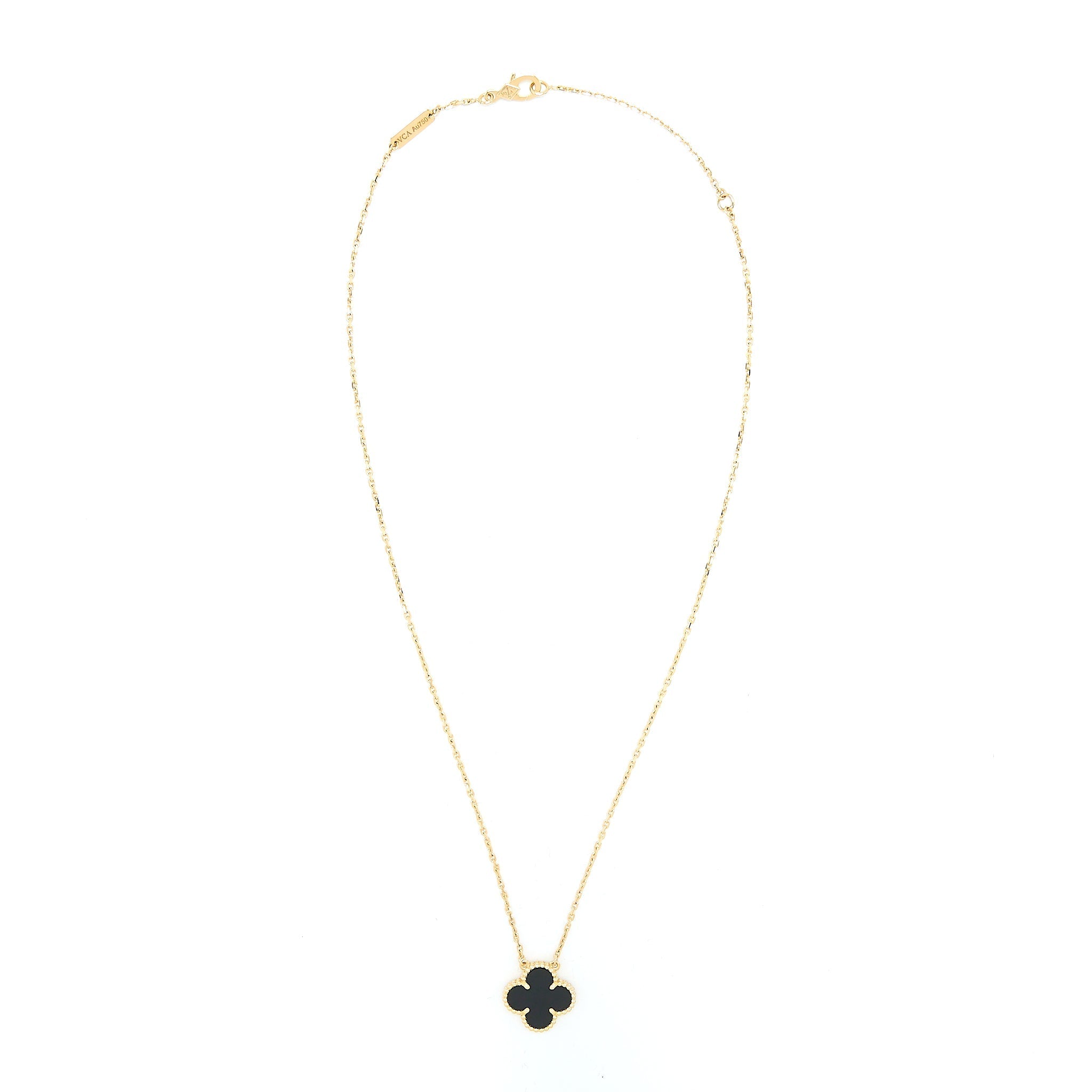 VAN CLEEF & ARPELS VINTAGE ALHAMBRA PENDANT ONYX YELLOW GOLD