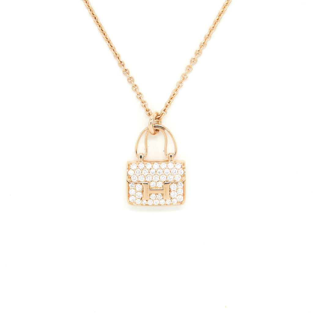 HERMES NEW VERSION AMULETTES CONSTANCE PENDENT ROSE GOLD WITH DIAMOND