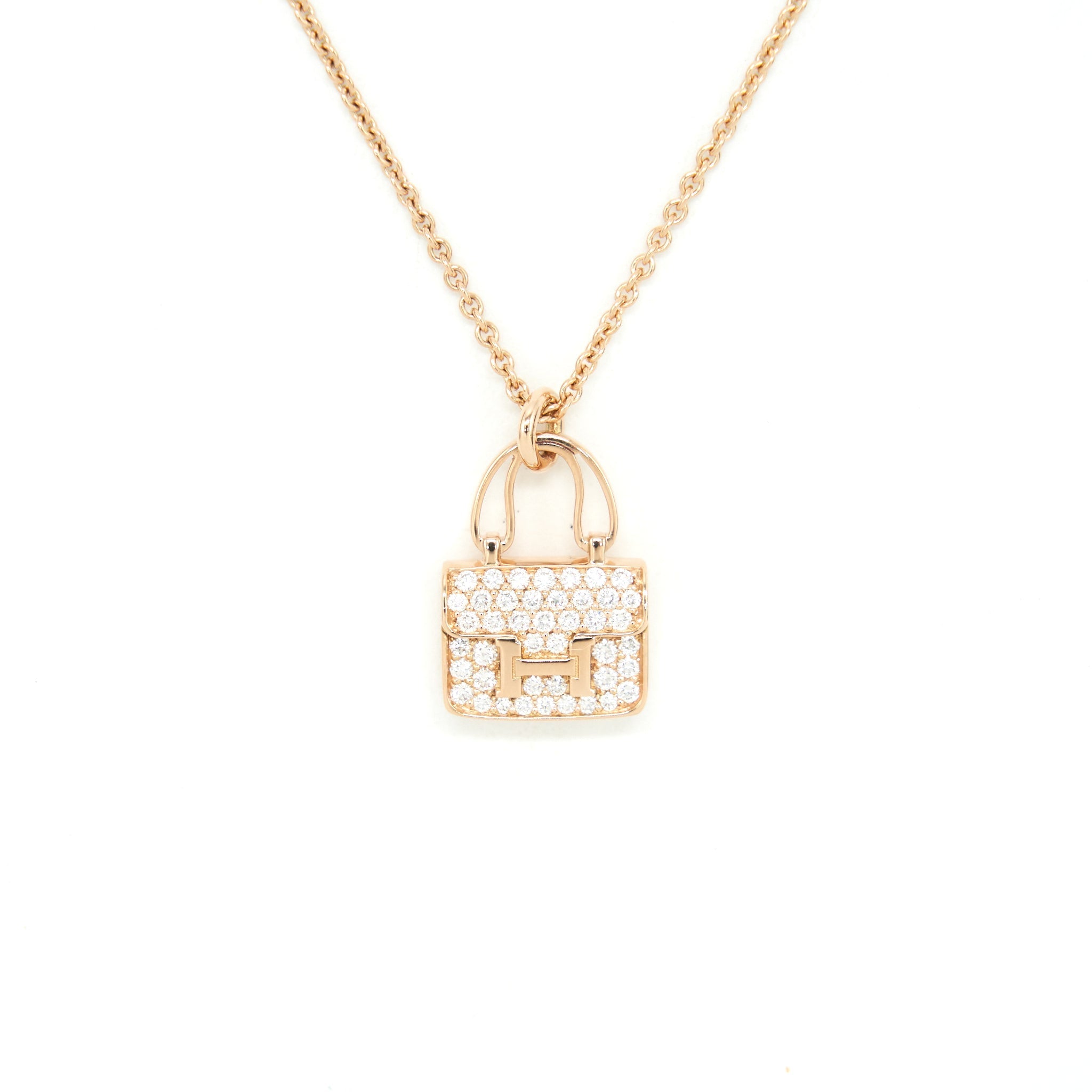 HERMES NEW VERSION AMULETTES CONSTANCE PENDENT ROSE GOLD WITH DIAMOND