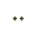 VAN CLEEF ARPELS SWEET ALHAMBRA EARSTUDS ONYS WITH YELLOW GOLD