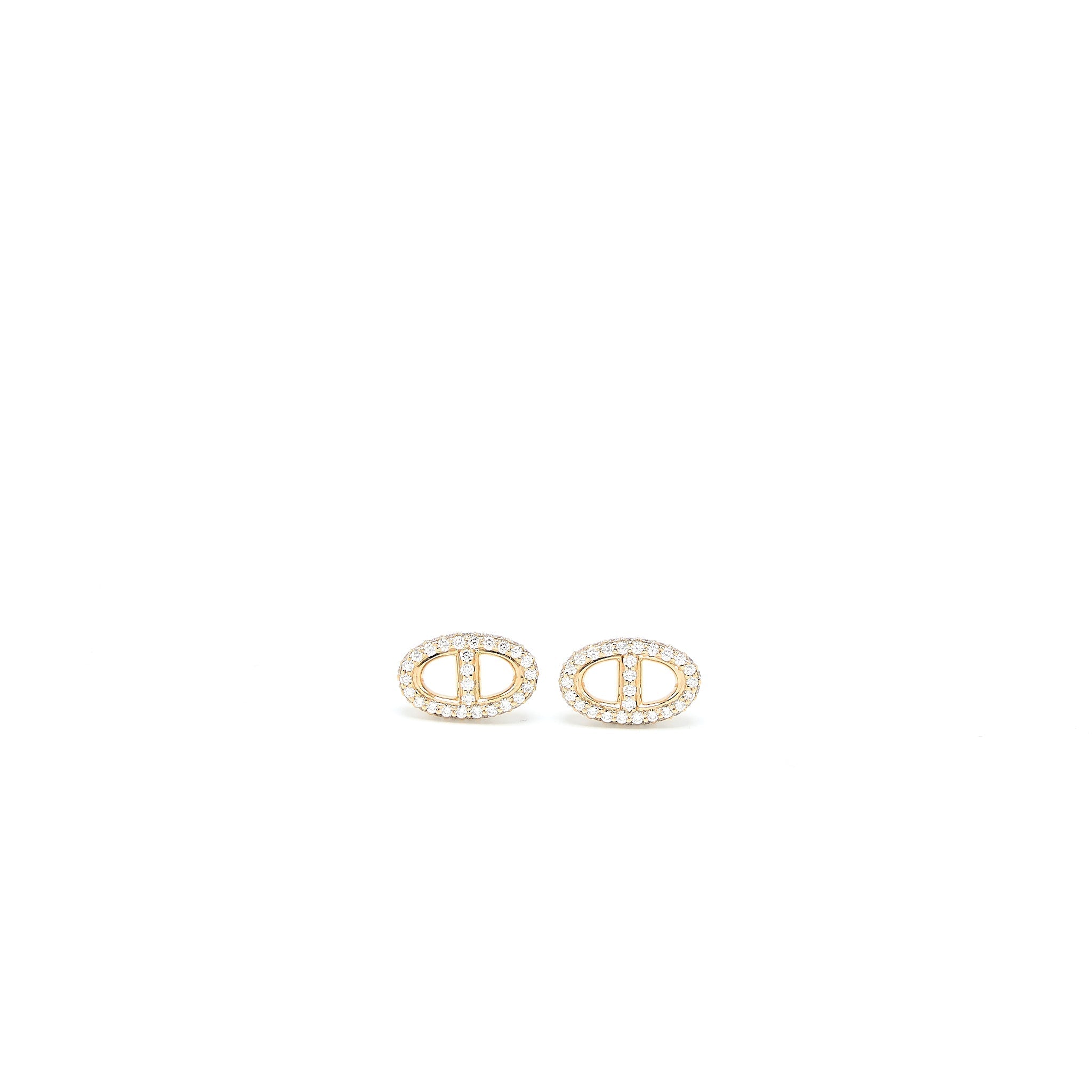 HERMES NEW FARANDOLE EARRINGS ROSE GOLD DIAMONDS