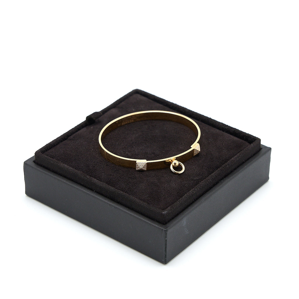 HERMES COLLIER DE CHIEN BRACELET YELLOW GOLD DIAMONDS