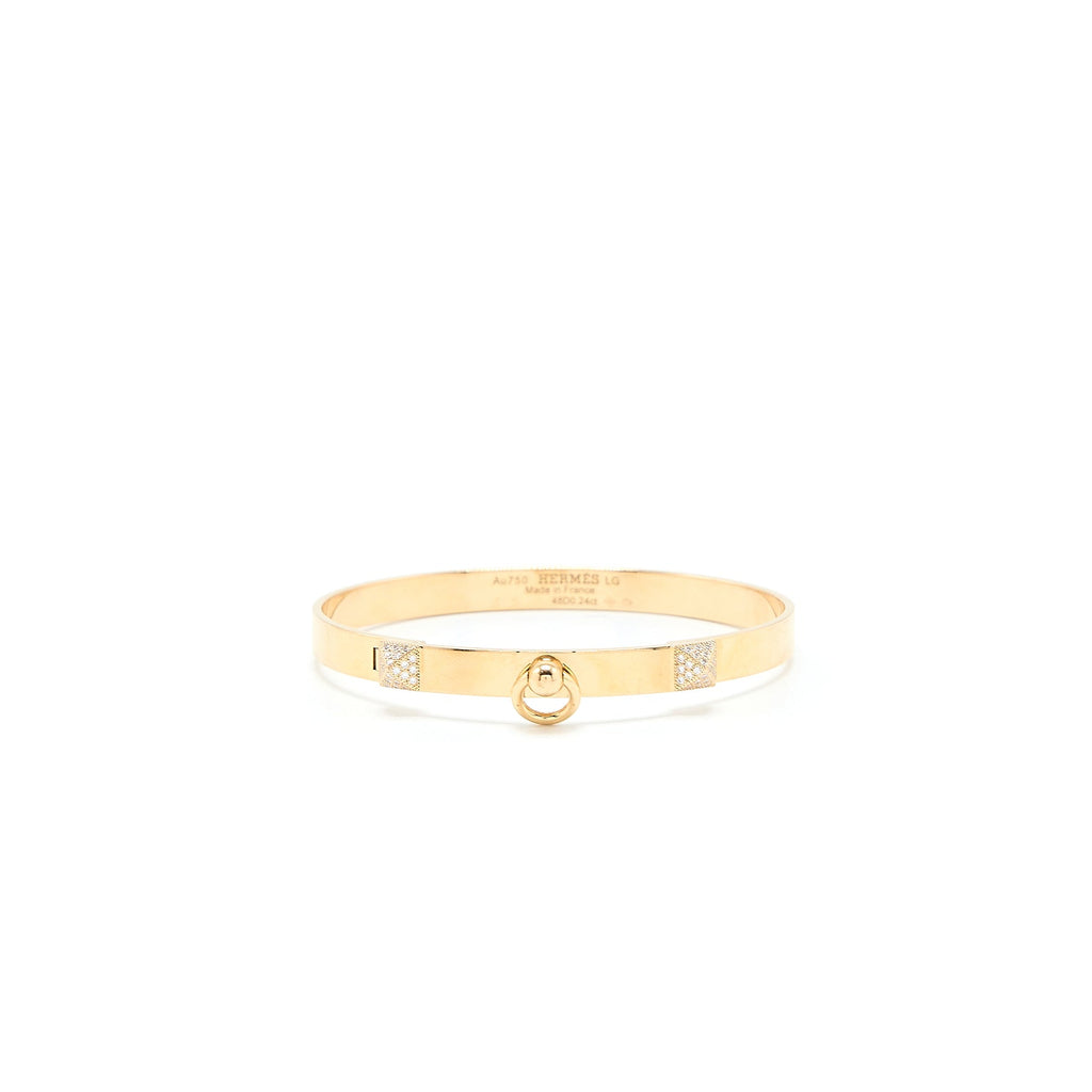 HERMES COLLIER DE CHIEN BRACELET YELLOW GOLD DIAMONDS