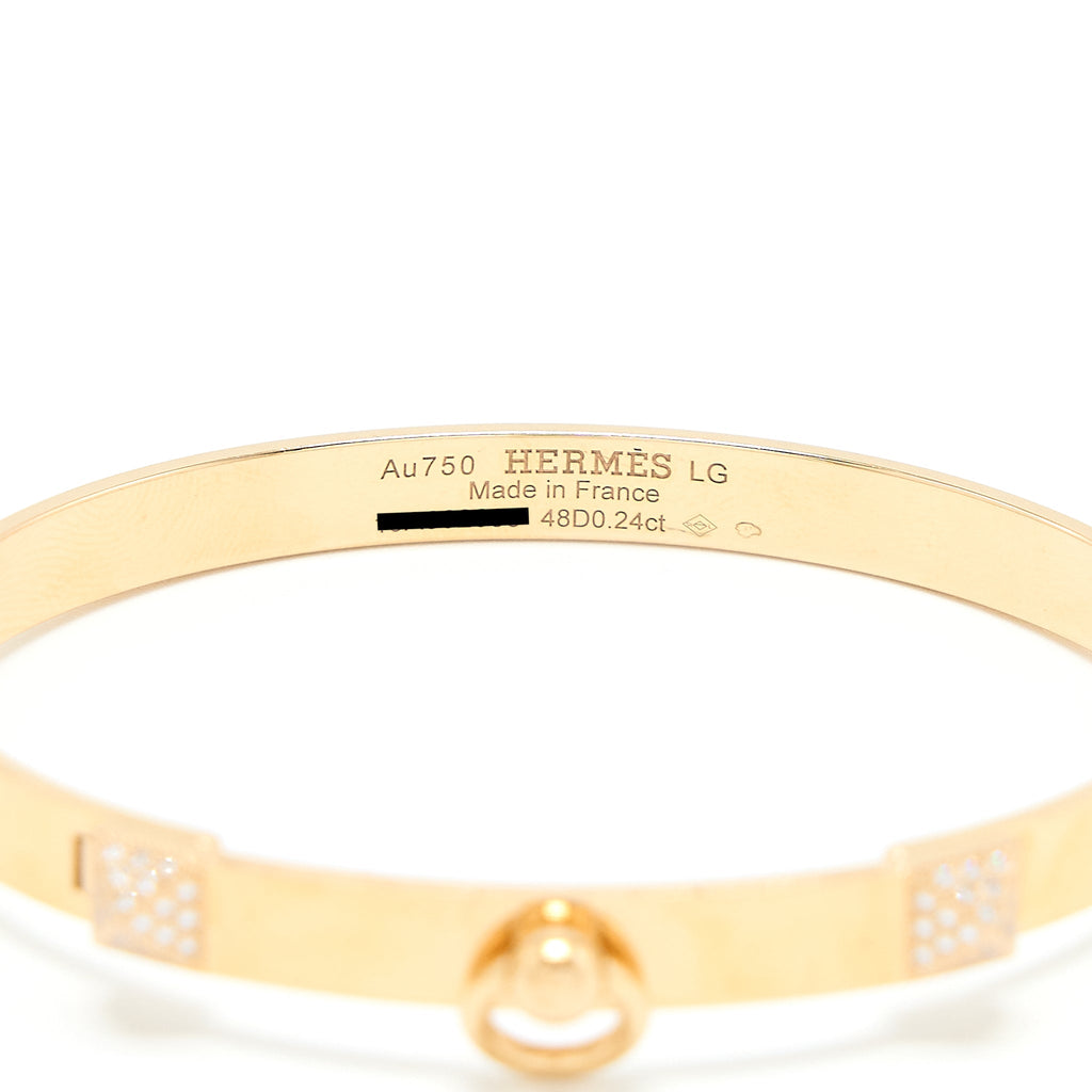 HERMES COLLIER DE CHIEN BRACELET YELLOW GOLD DIAMONDS