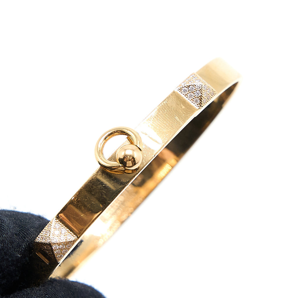 HERMES COLLIER DE CHIEN BRACELET YELLOW GOLD DIAMONDS