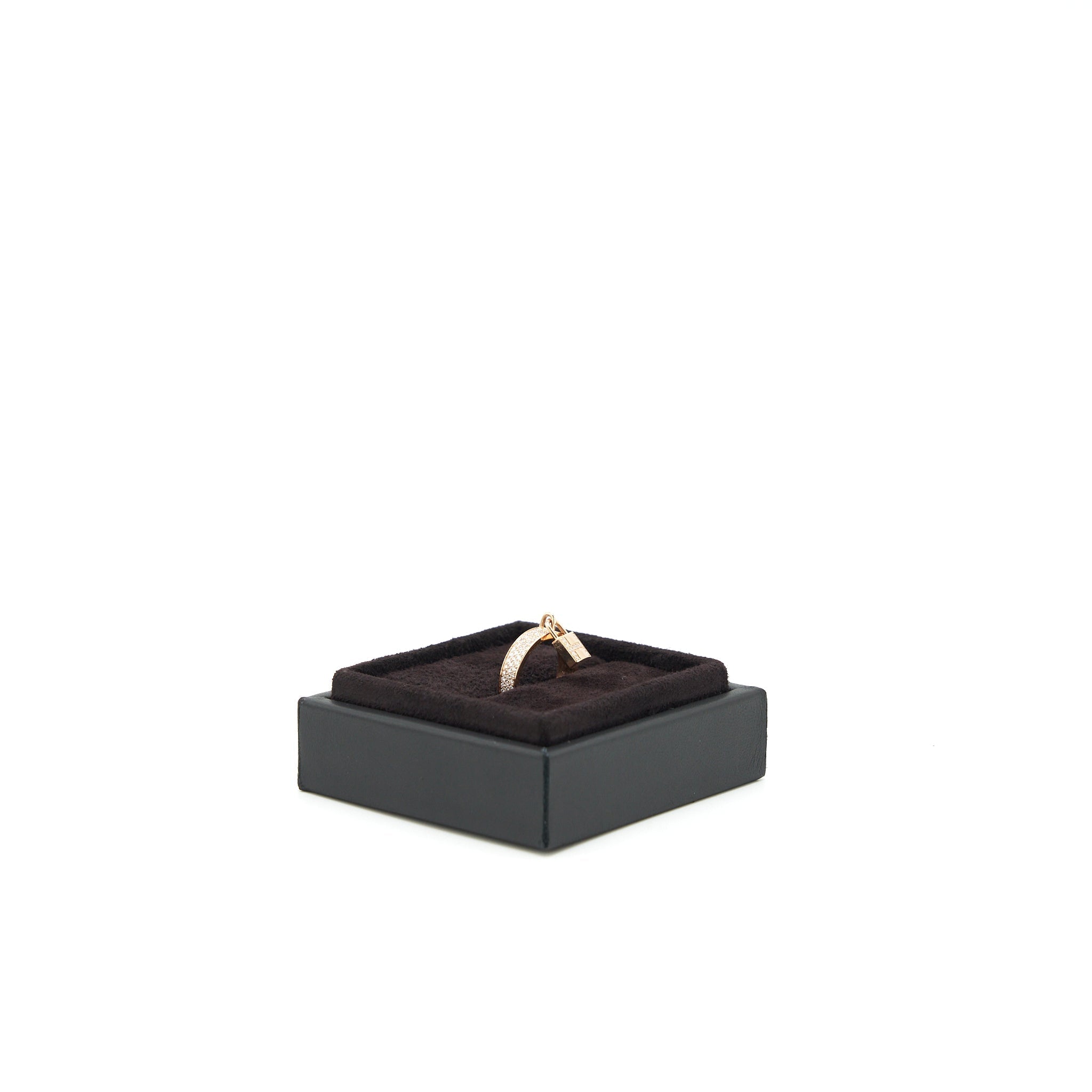 HERMES BAGUE KELLY CLOCHETTE MM RING , ROSE GOLD WITH DIAMONDS