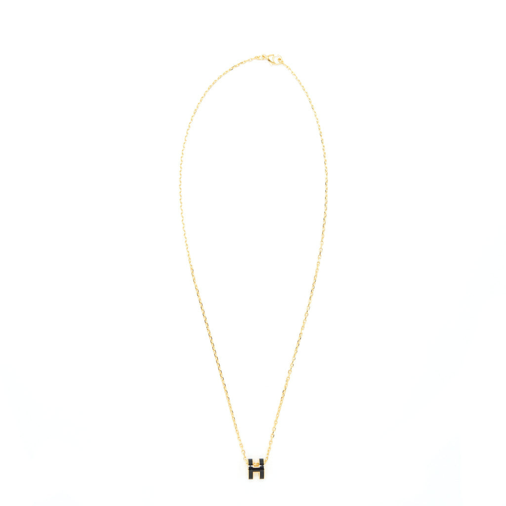 HERMES MINI POP H NECKLACE BLACK GHW