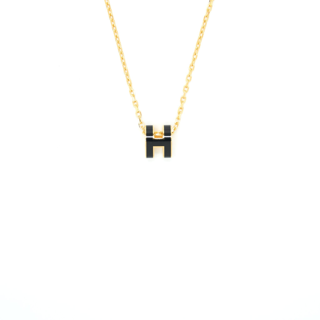 HERMES MINI POP H NECKLACE BLACK GHW
