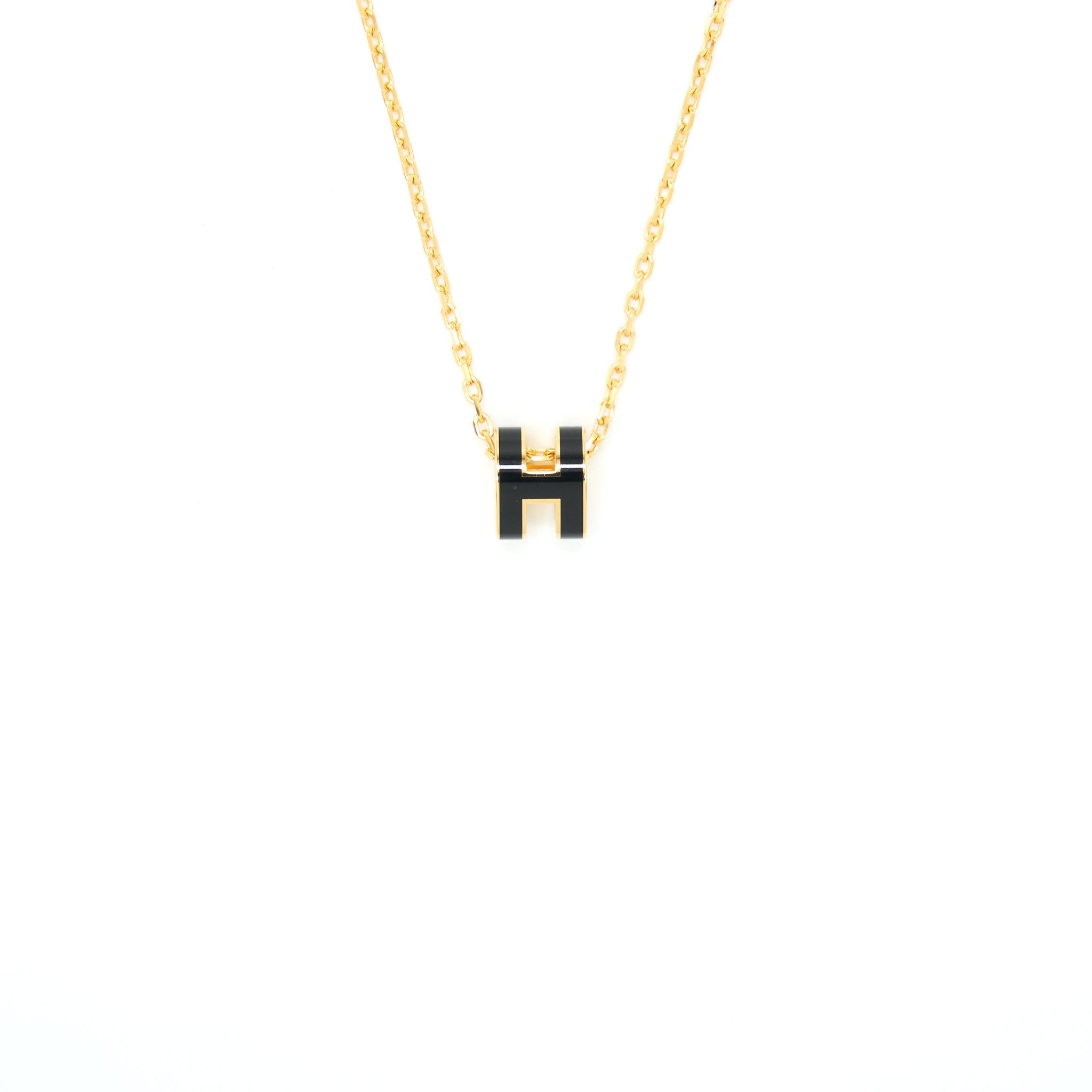 HERMES MINI POP H NECKLACE BLACK GHW