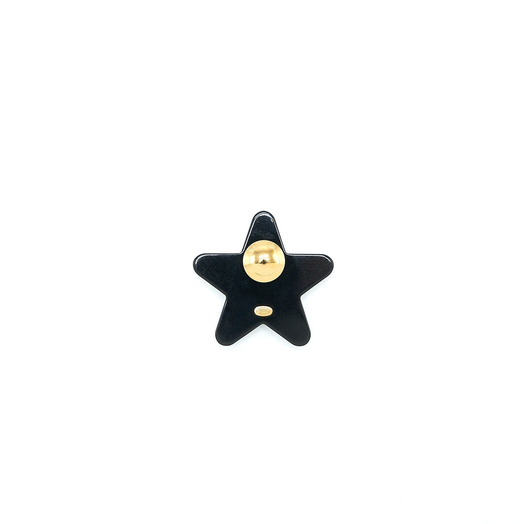 CHANEL STAR BROOCH BLACK GOLD TONE