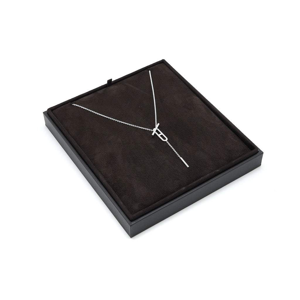 HERMES EVER CHAINE D'ANCRE LARIAT NECKLACE WHITE GOLD DIAMONDS