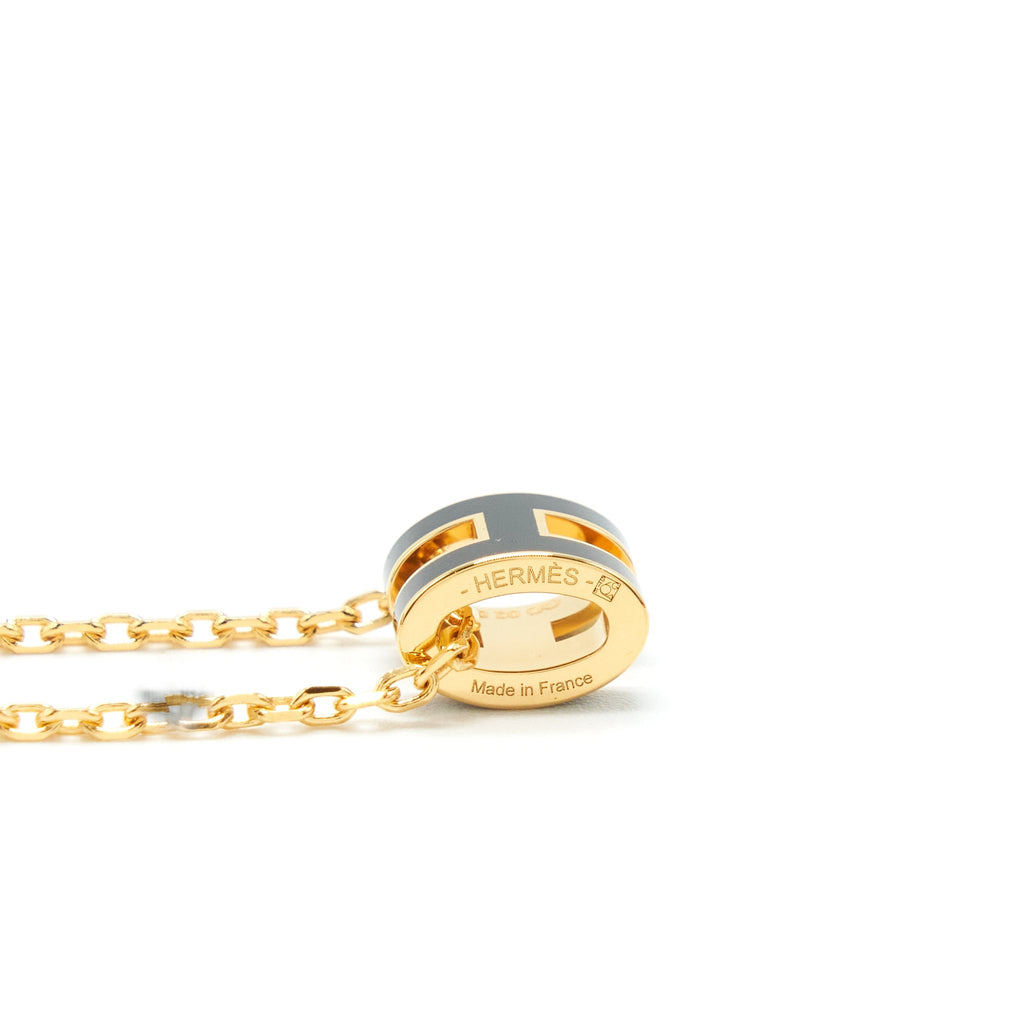 HERMES MINI POP H NECKLACE BLACK GHW