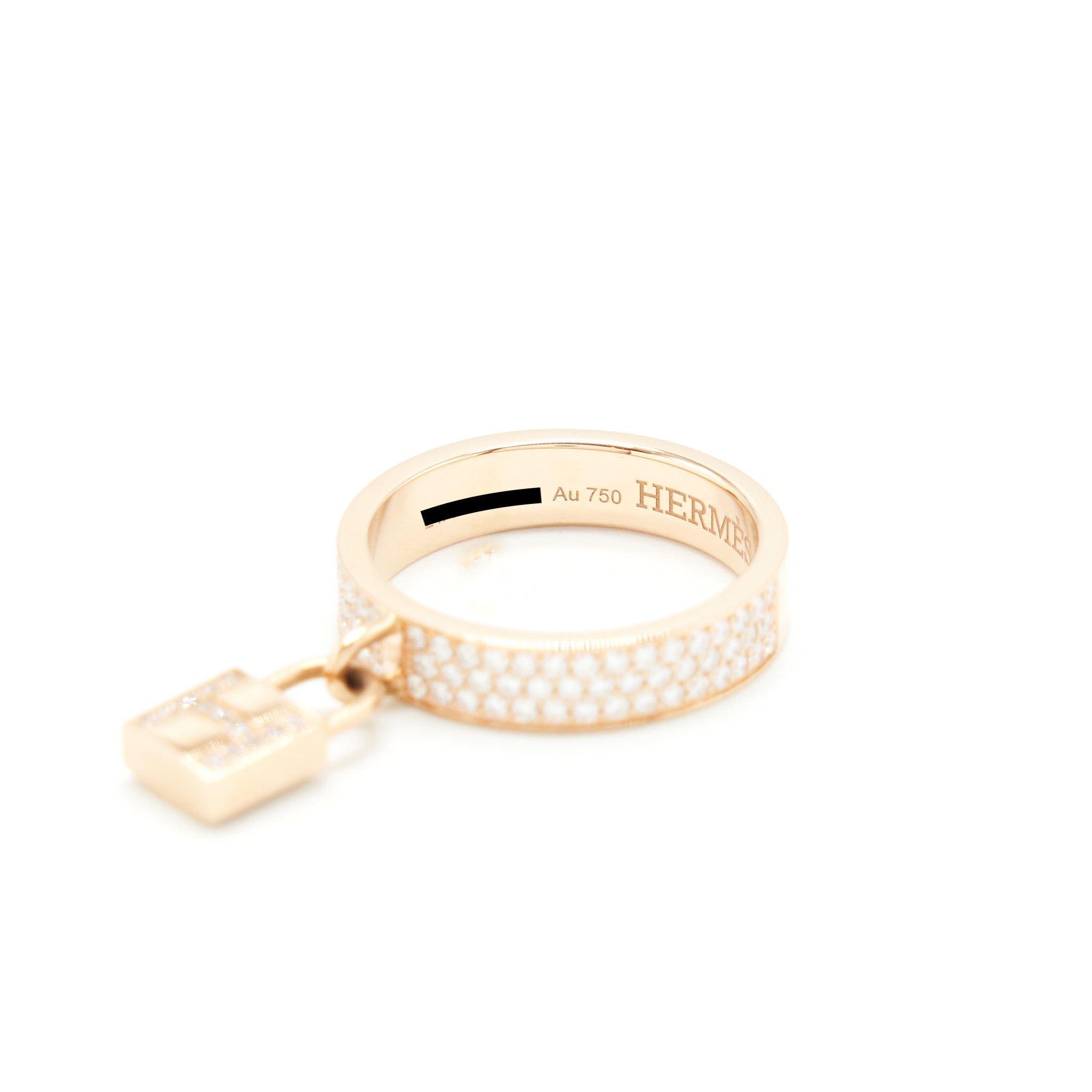 HERMES BAGUE KELLY CLOCHETTE MM RING , ROSE GOLD WITH DIAMONDS