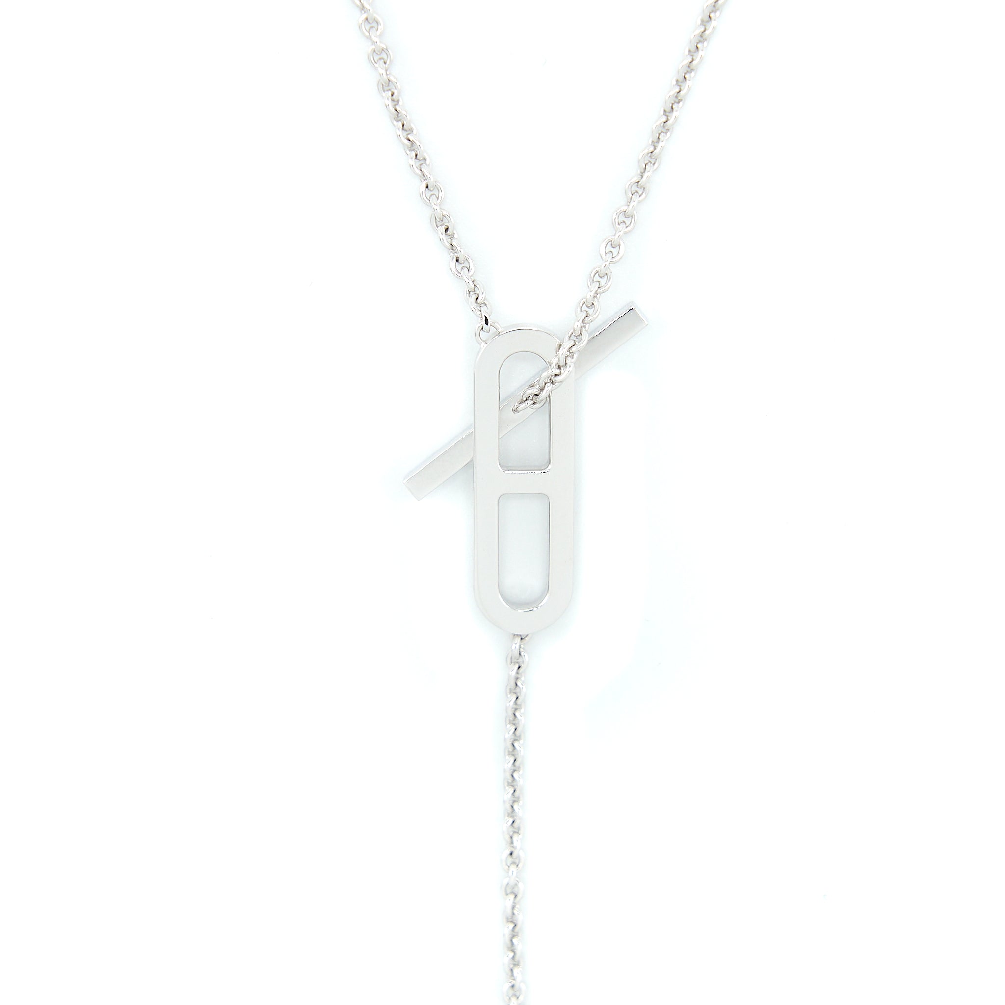 HERMES EVER CHAINE D'ANCRE LARIAT NECKLACE WHITE GOLD DIAMONDS