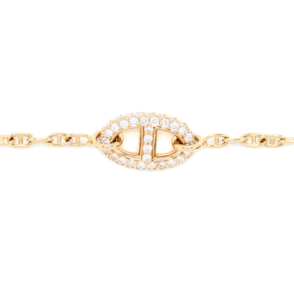 HERMES NEW FARANDOLE BRACELET ROSE GOLD WITH DIAMONDS AND TOGGLE CLOSURE