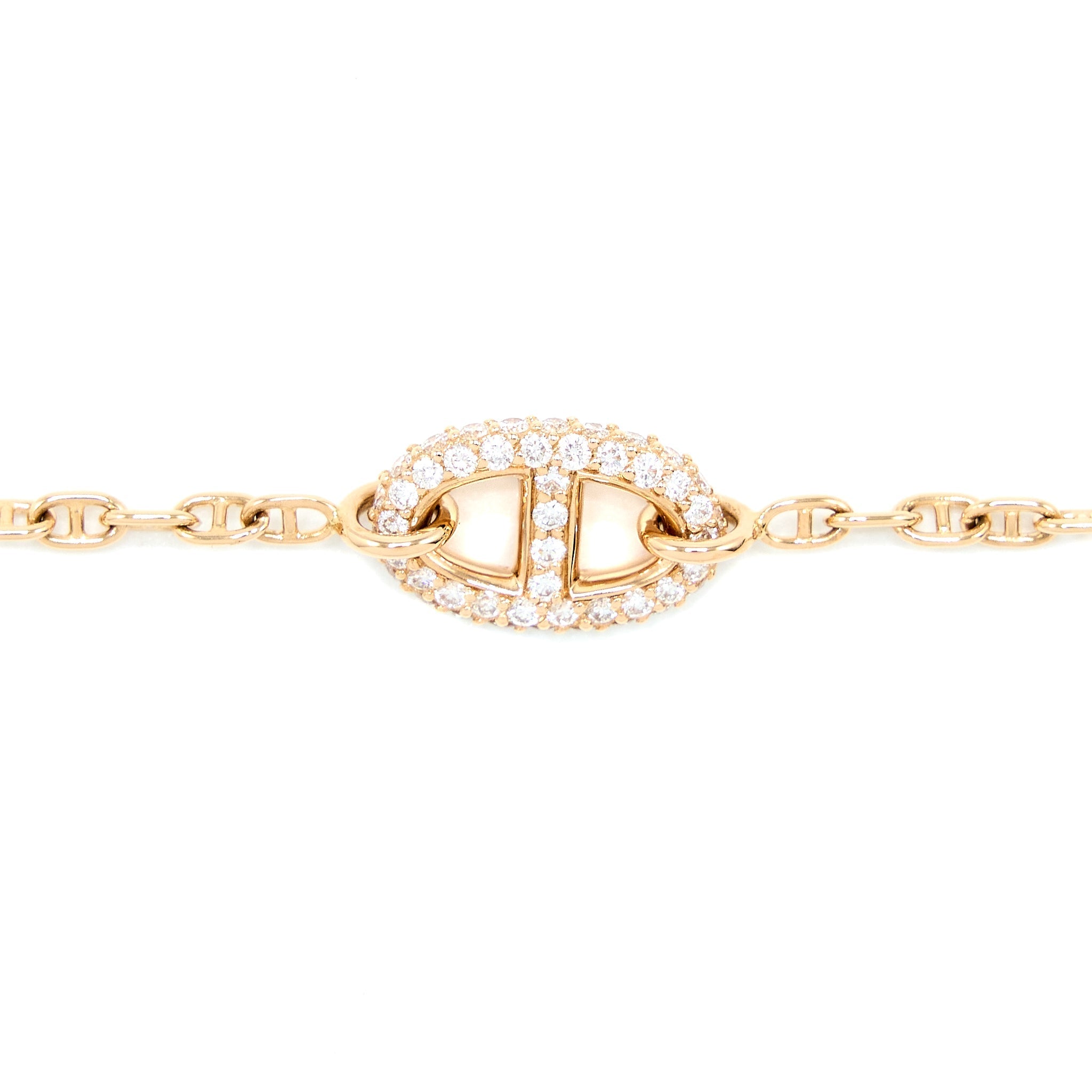 HERMES NEW FARANDOLE BRACELET ROSE GOLD WITH DIAMONDS AND TOGGLE CLOSURE