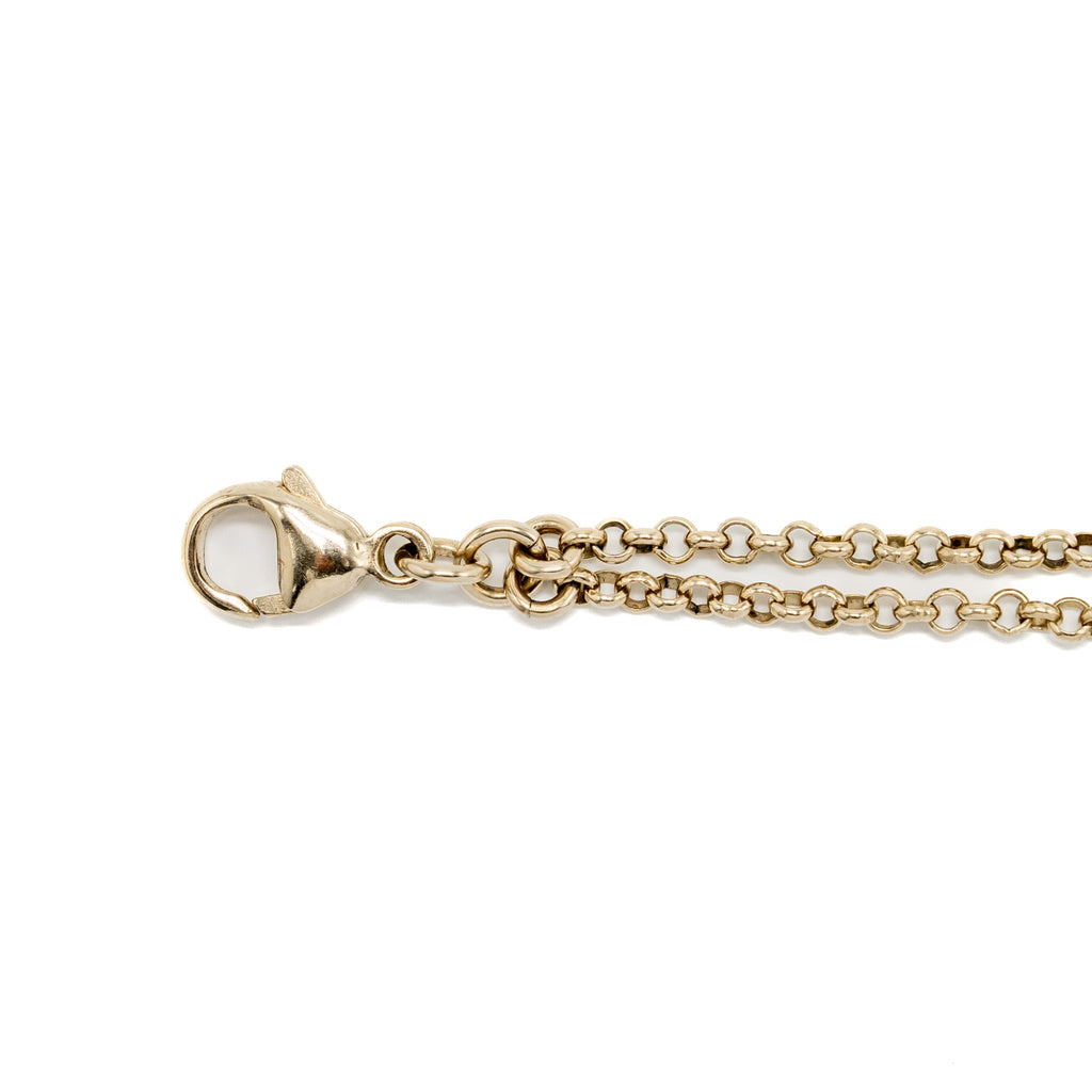 CHANEL DOUBLE CHAIN BRACELET WITH CC LOGO AND PEARL LIGHT GOLD TONE