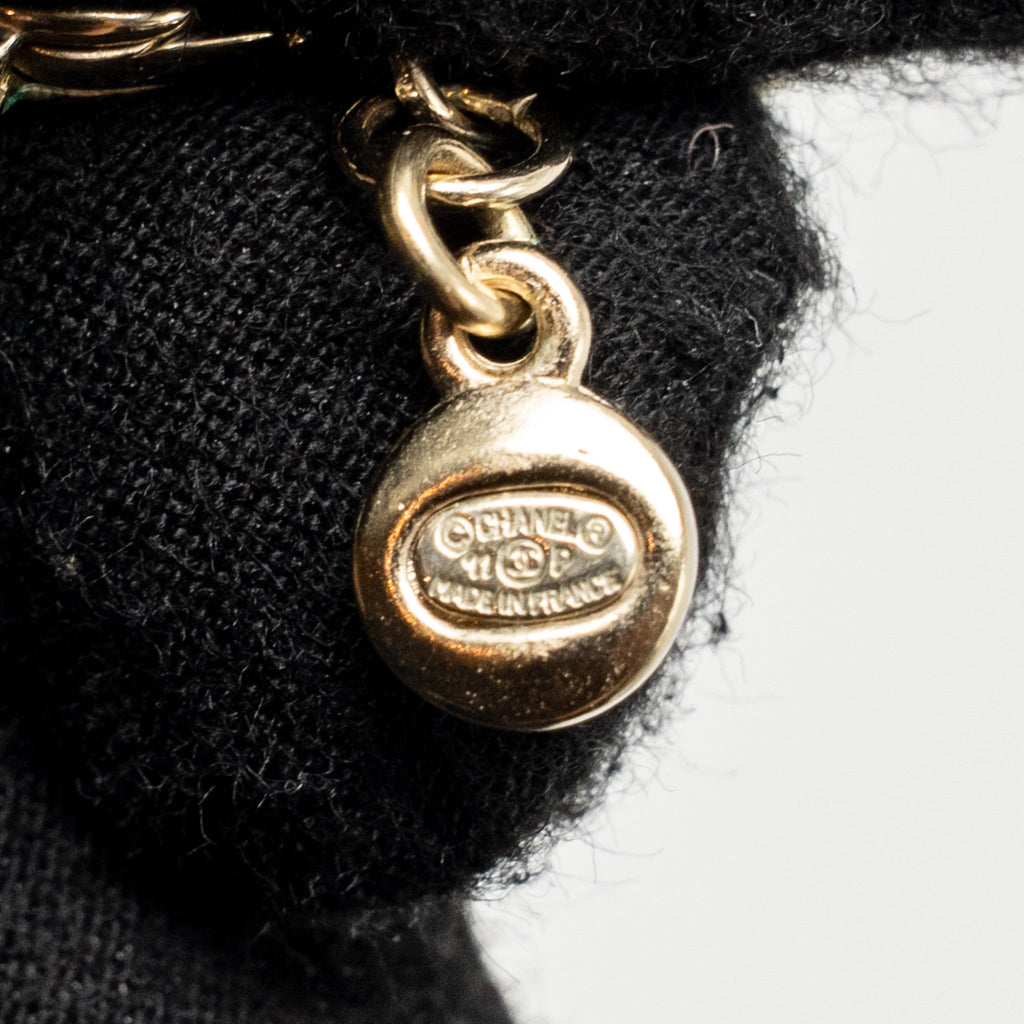 CHANEL PEARL DROPPED LONG NECKLACE CRYSTAL CC LOGO LIGHT GOLD TONE