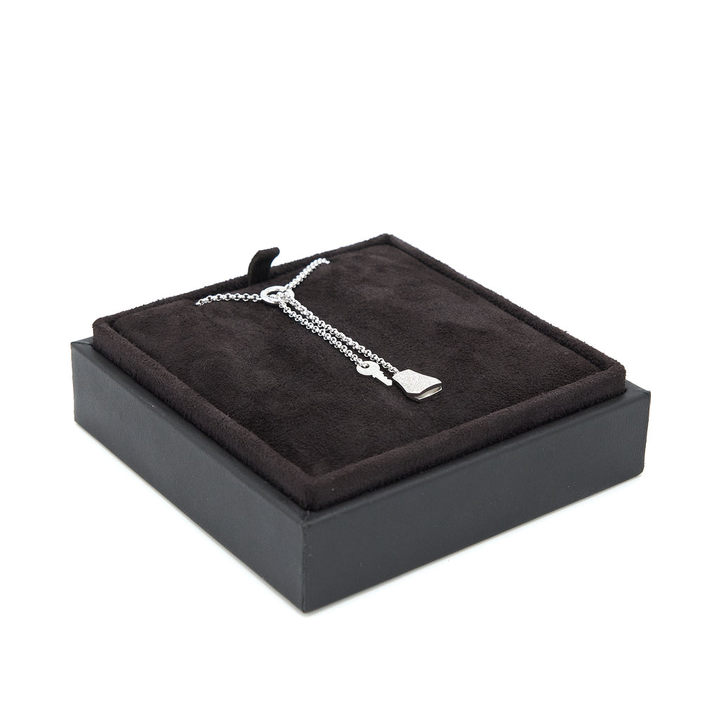HERMES KELLY CLOCHETTE NECKLACE, SMALL MODEL WHITE GOLD WITH DIAMONDS