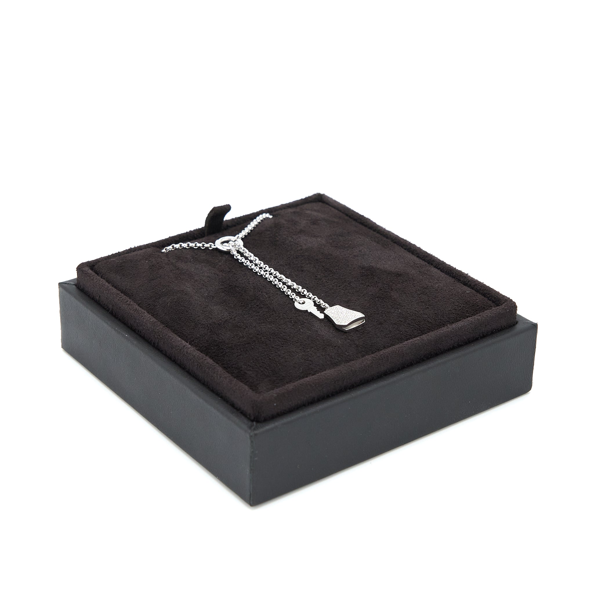 HERMES KELLY CLOCHETTE NECKLACE, SMALL MODEL WHITE GOLD WITH DIAMONDS