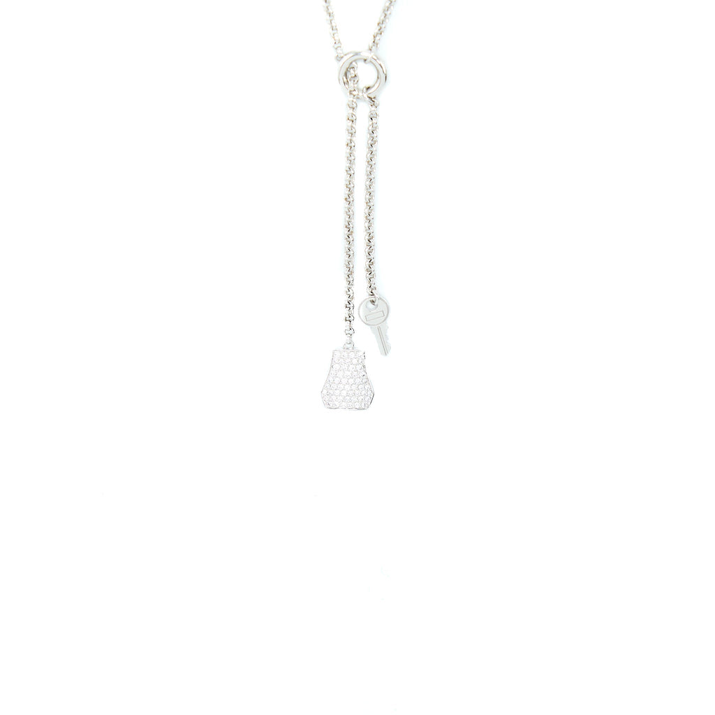 HERMES KELLY CLOCHETTE NECKLACE, SMALL MODEL WHITE GOLD WITH DIAMONDS