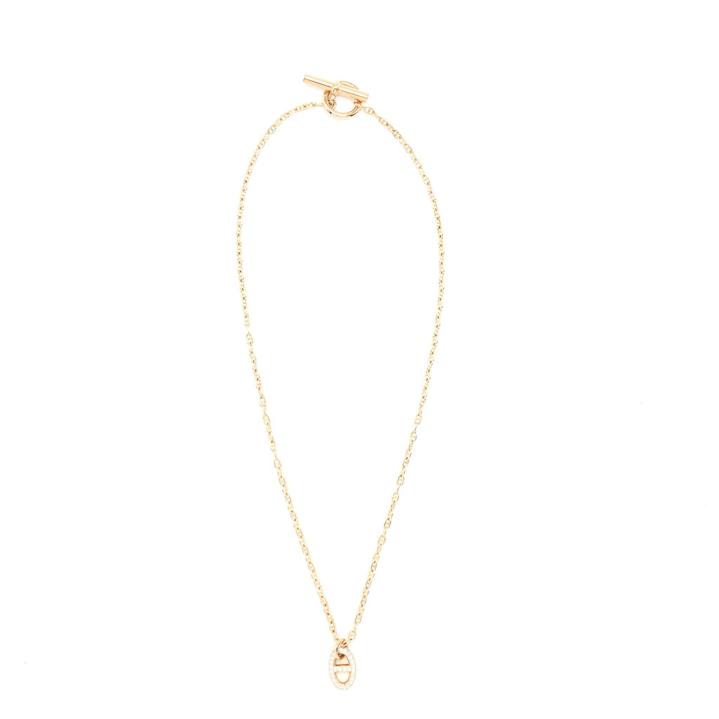 HERMES NEW FARANDOLE PM NECKLACE ROSE GOLD WITH DIAMONDS