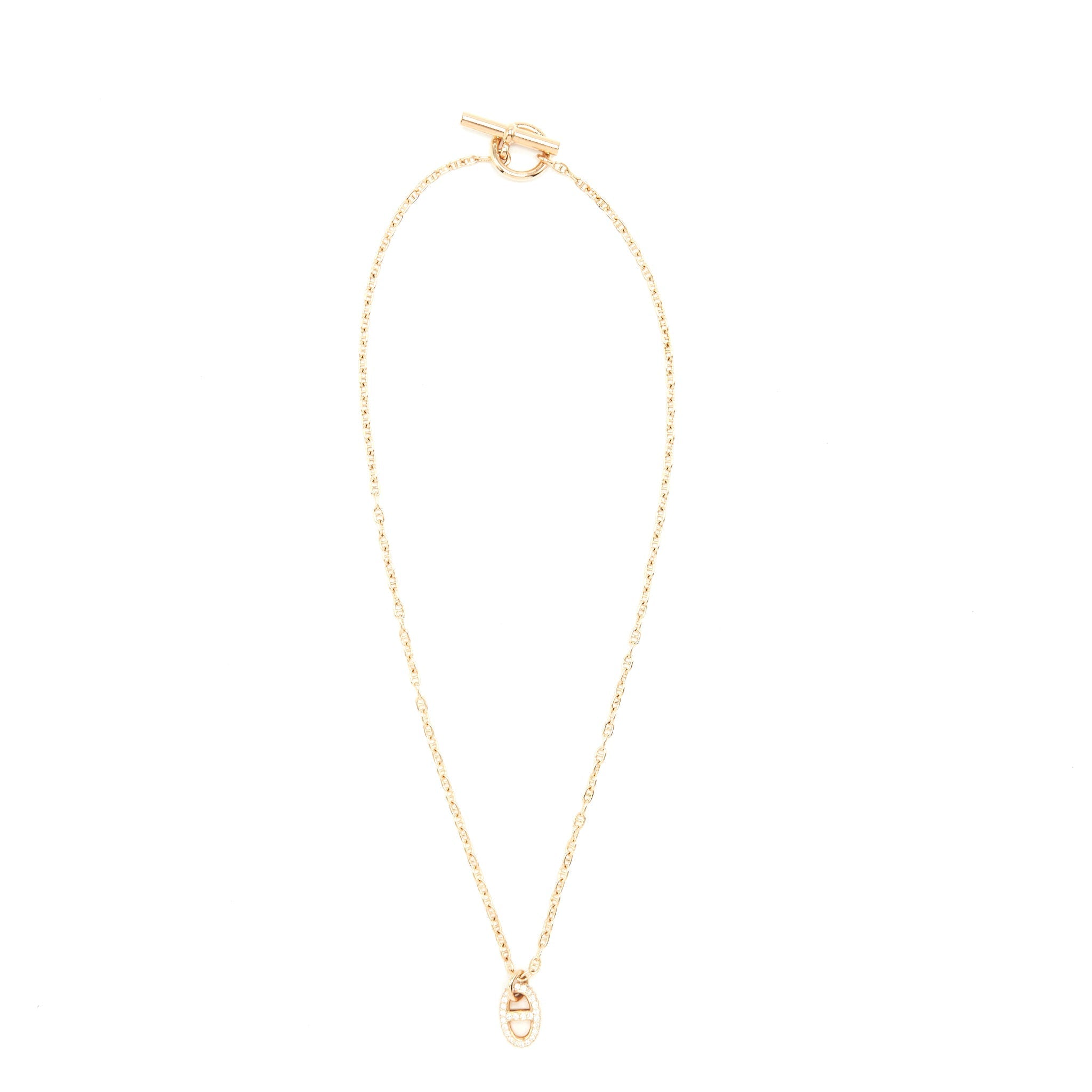 HERMES NEW FARANDOLE PM NECKLACE ROSE GOLD WITH DIAMONDS
