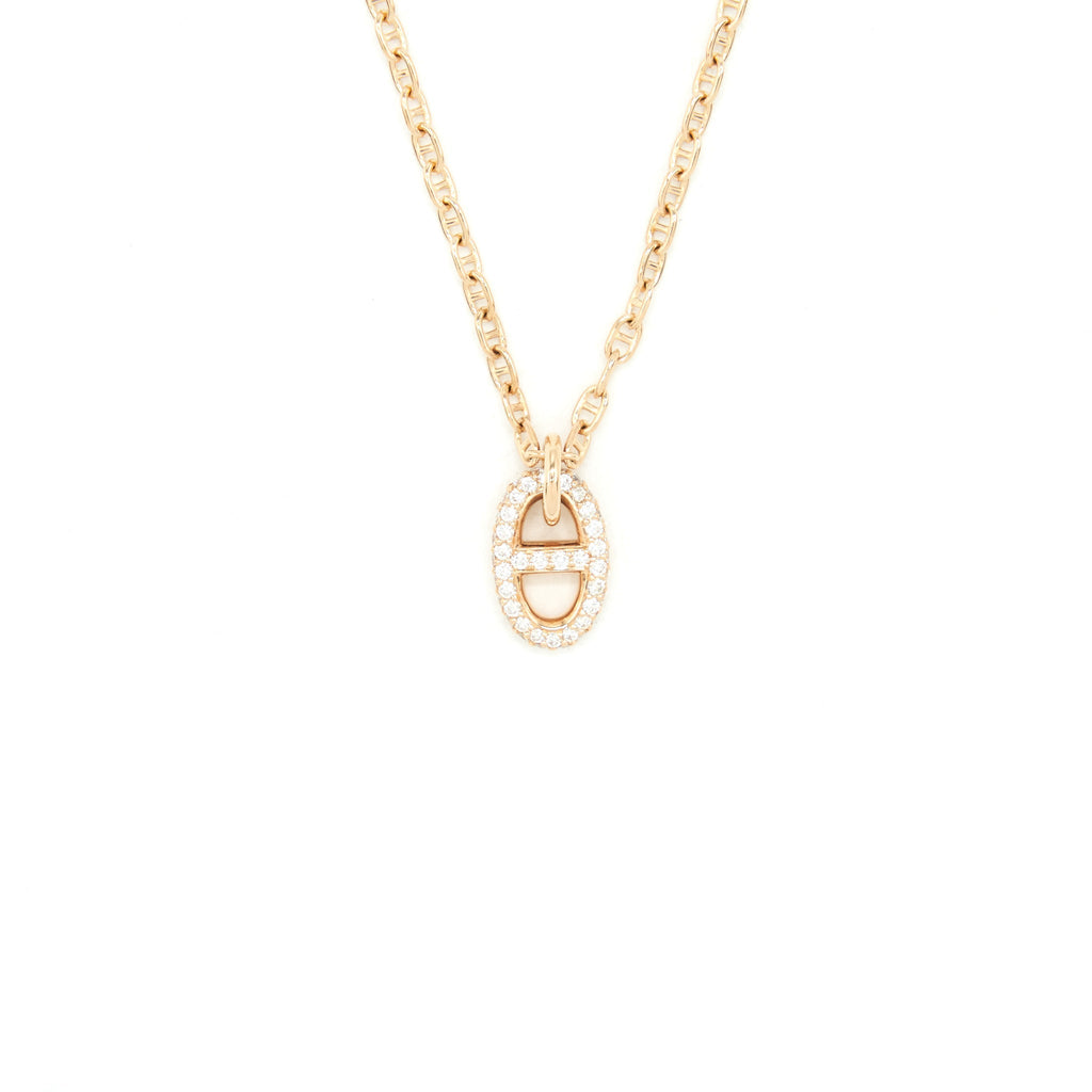HERMES NEW FARANDOLE PM NECKLACE ROSE GOLD WITH DIAMONDS