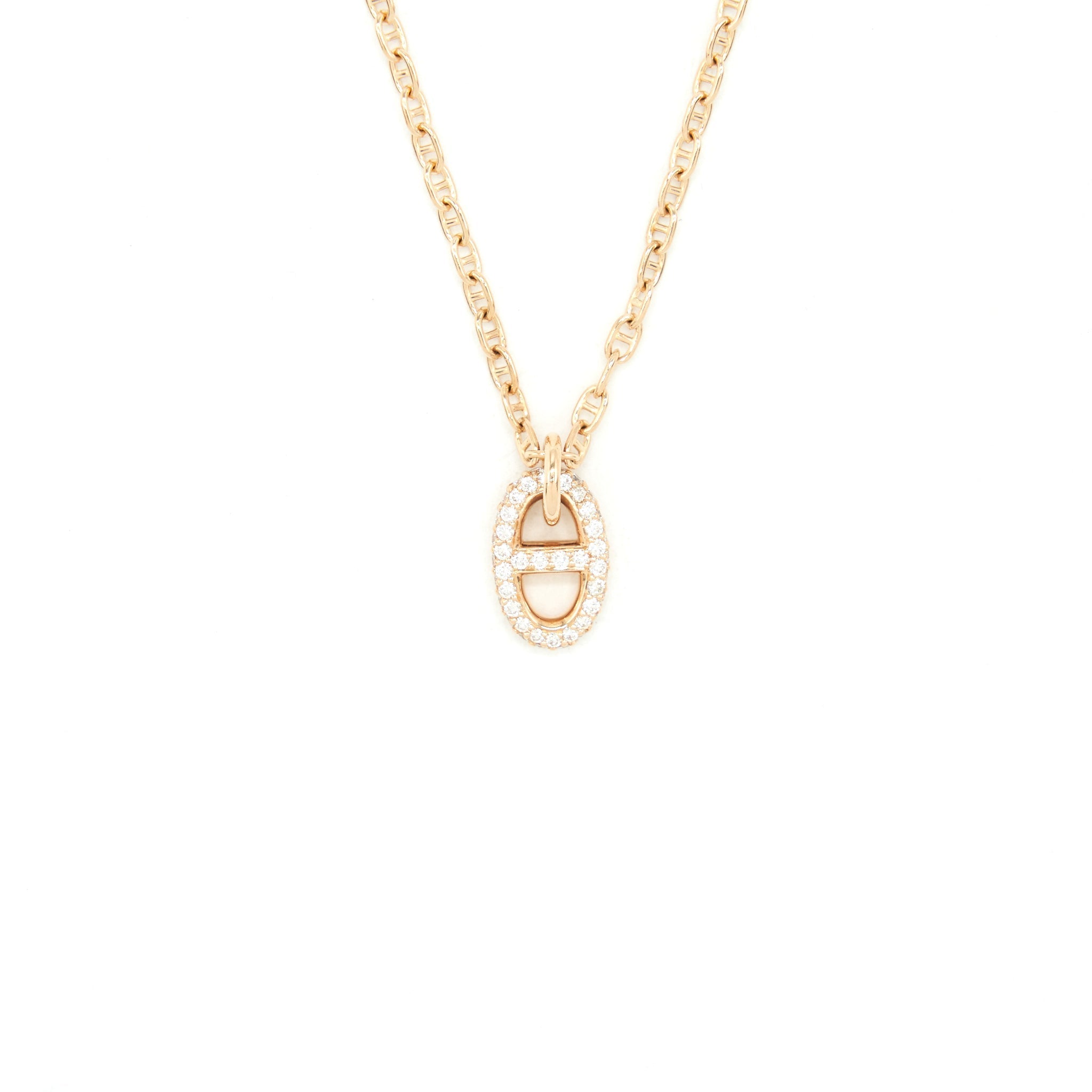 HERMES NEW FARANDOLE PM NECKLACE ROSE GOLD WITH DIAMONDS