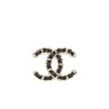 CHANEL CC WITH LEATHER CHAIN BROOCH BLACK LGHW